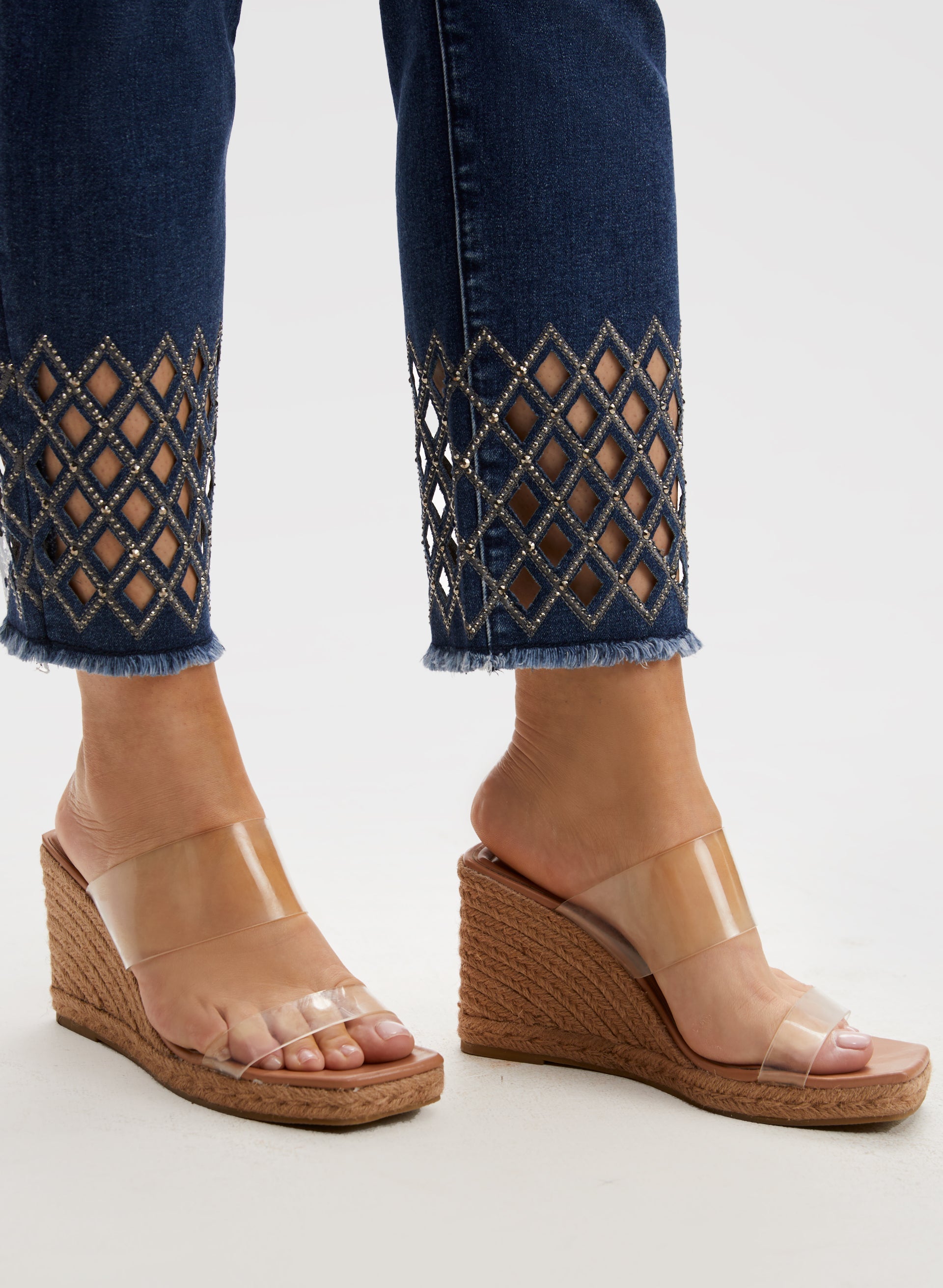 Diamond Cutout Slim Leg Jeans