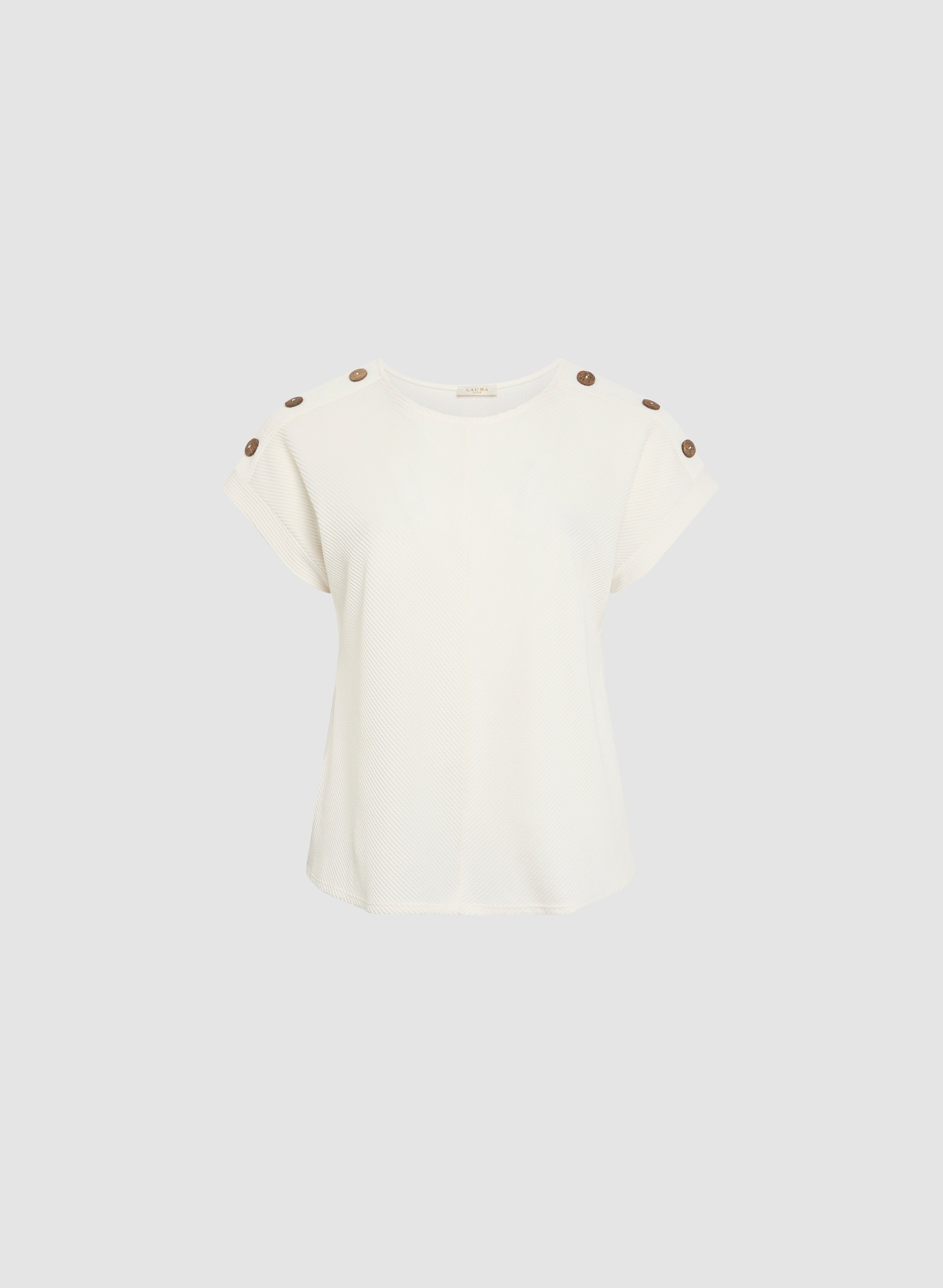 Button Detail Cap-Sleeve Top