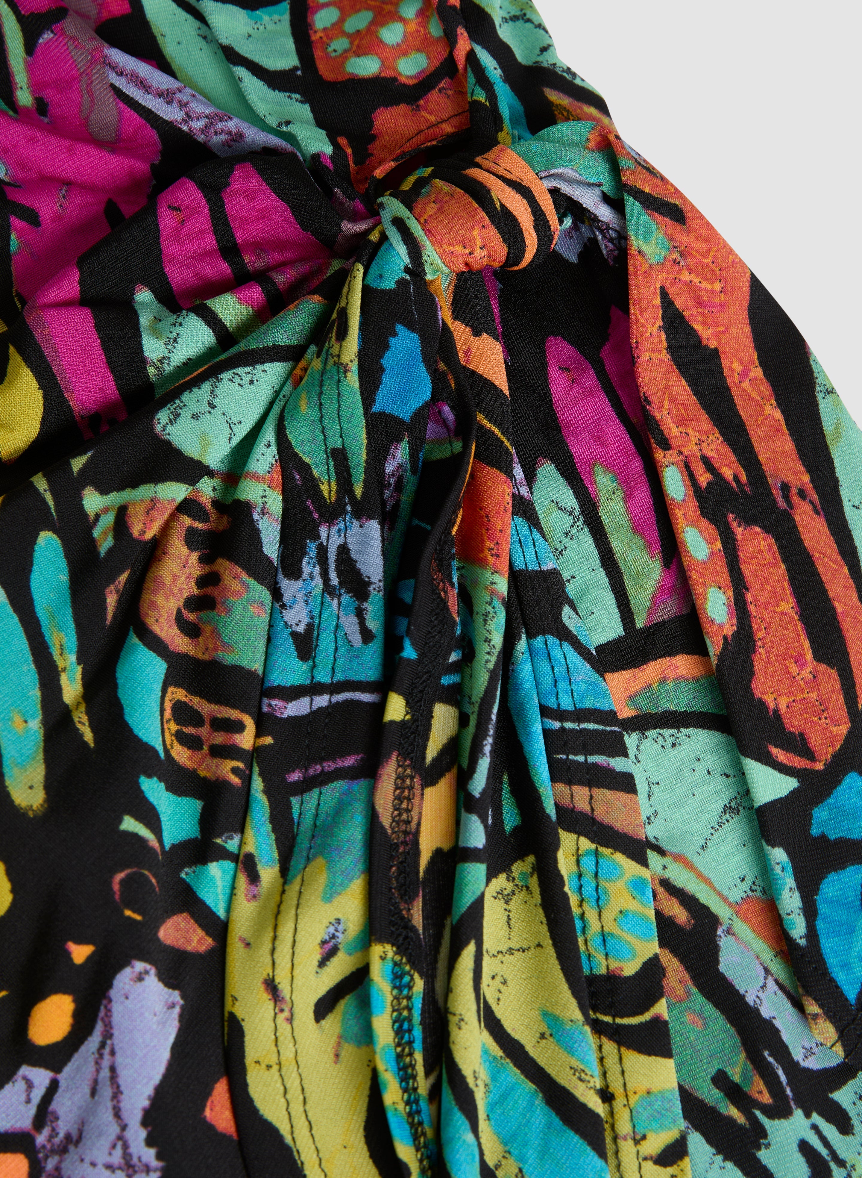 Abstract Print Wrap-Effect Dress