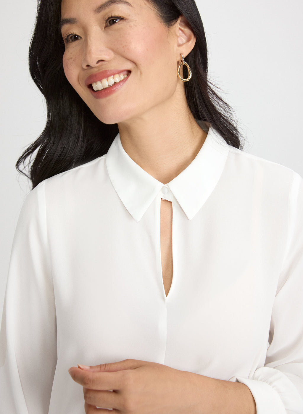 Crepe Keyhole Blouse