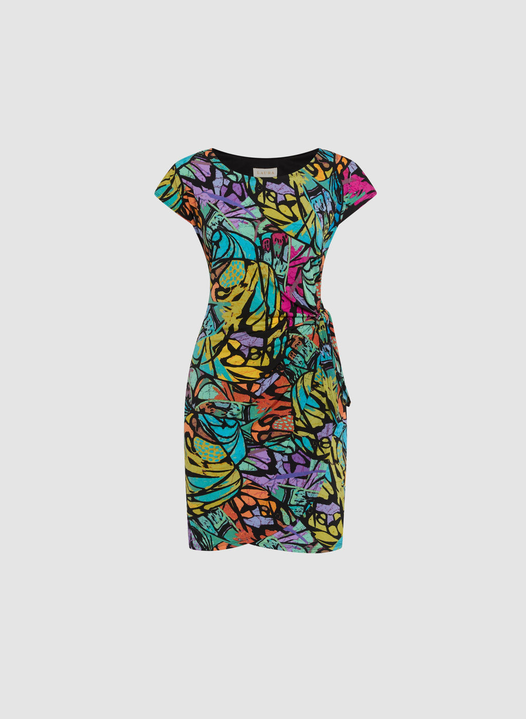 Abstract Print Wrap-Effect Dress