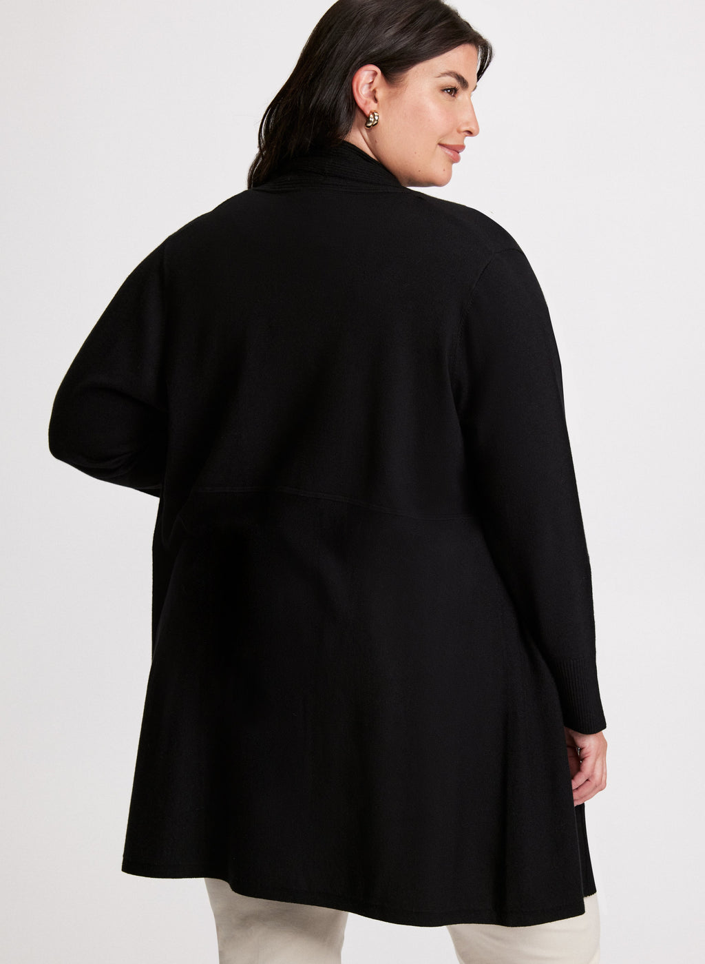 Button Detail Open-Front Cardigan