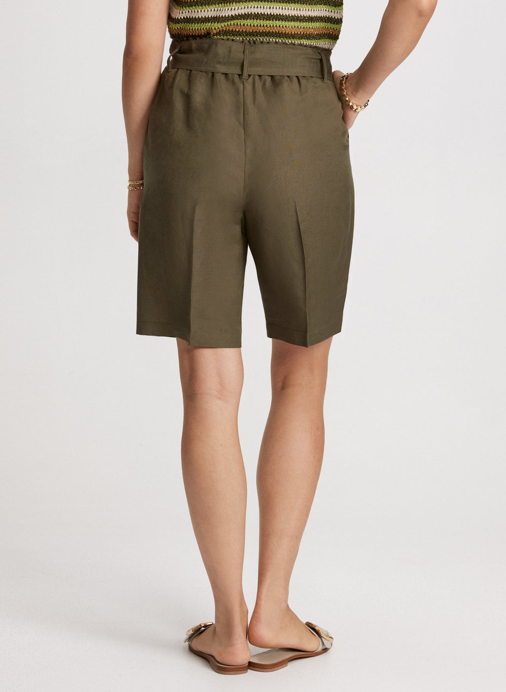 Belted Linen-Blend Shorts