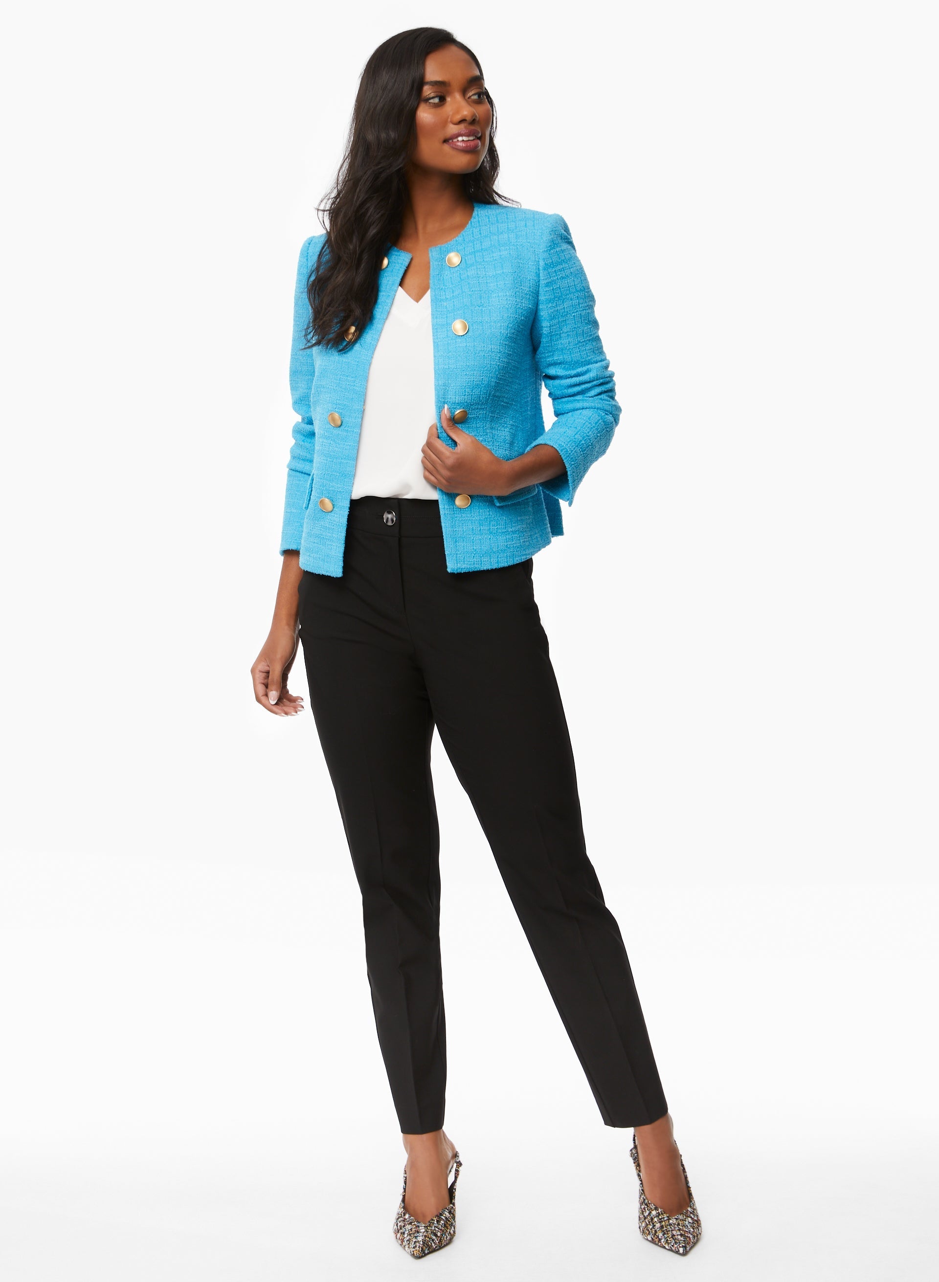 Button Detail Bouclé Jacket