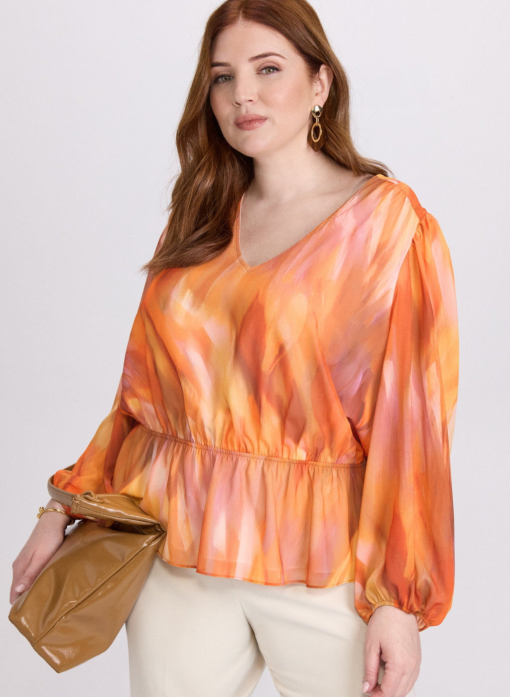 Abstract Peplum Blouse