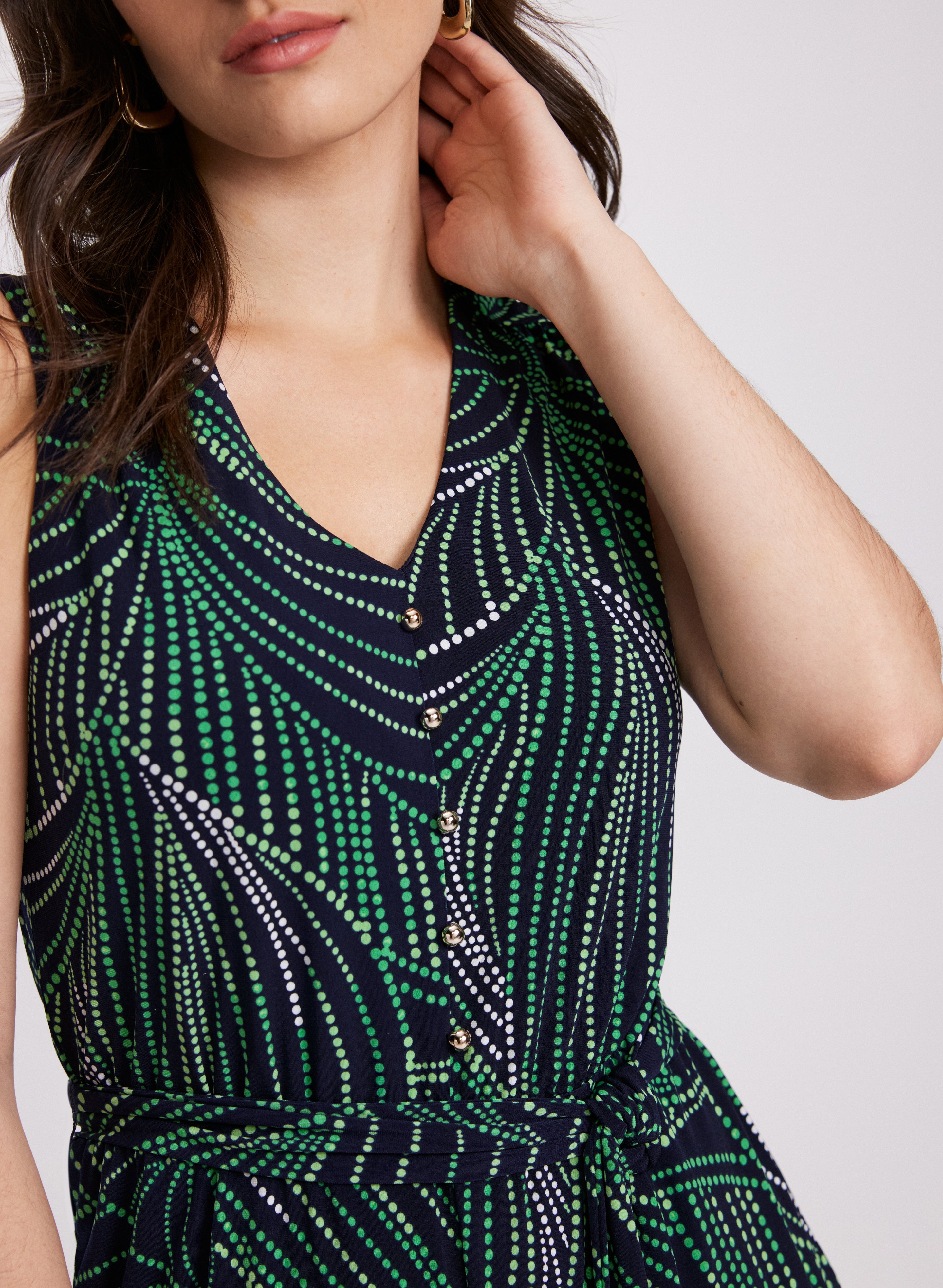 Abstract Leaf Print Jumpsuit