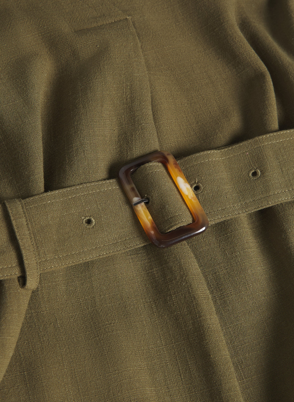 Belted Stretch Linen-Blend Dress