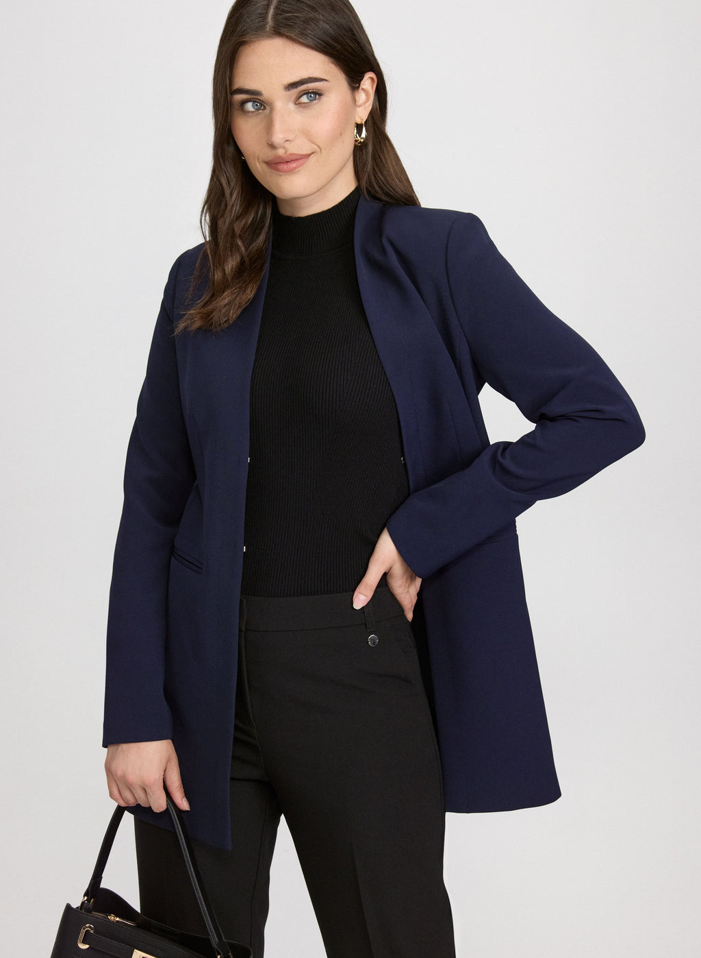 Belted Collarless Blazer