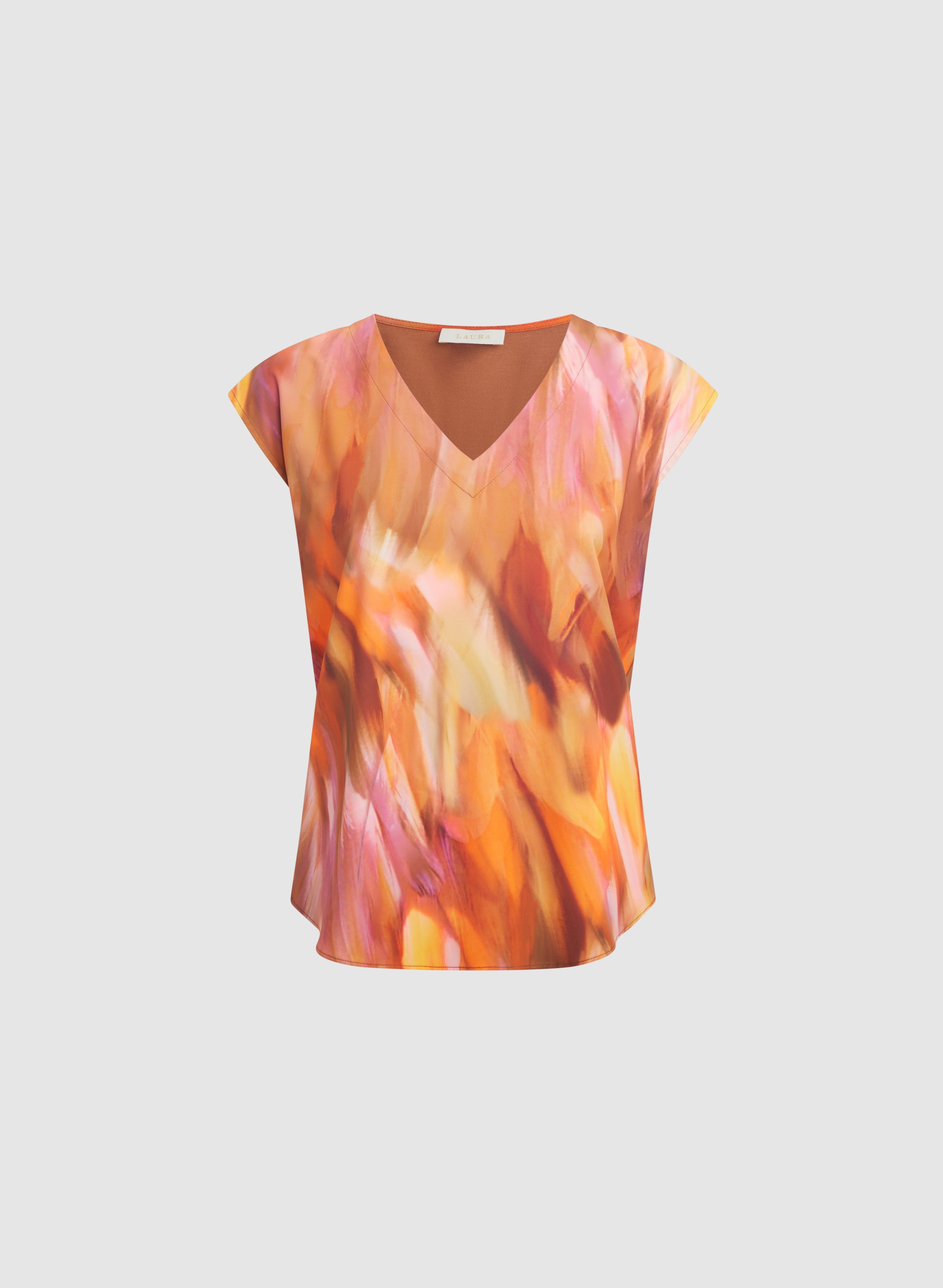Abstract Cap Sleeve Top
