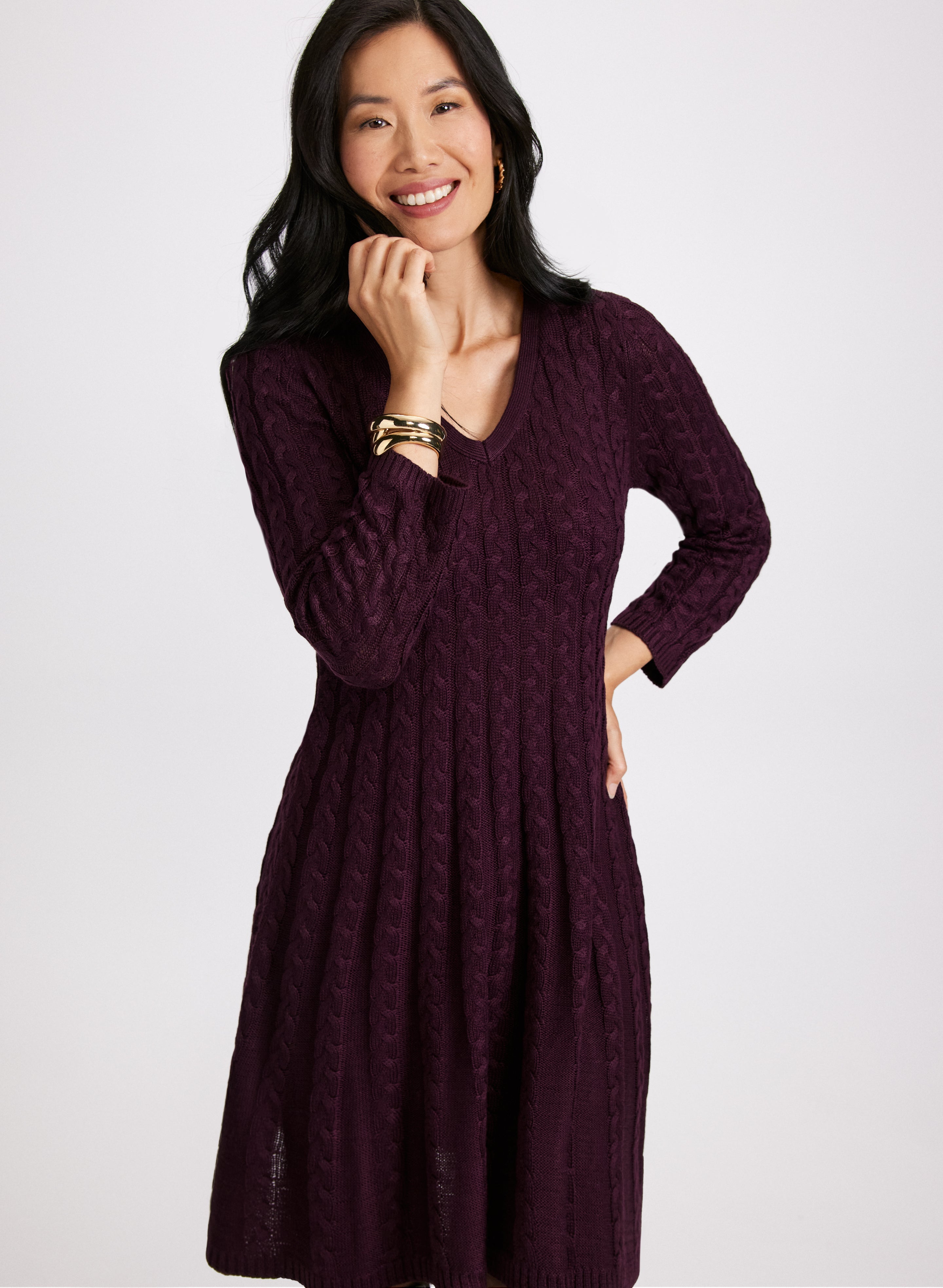 Cable Knit Sweater Dress