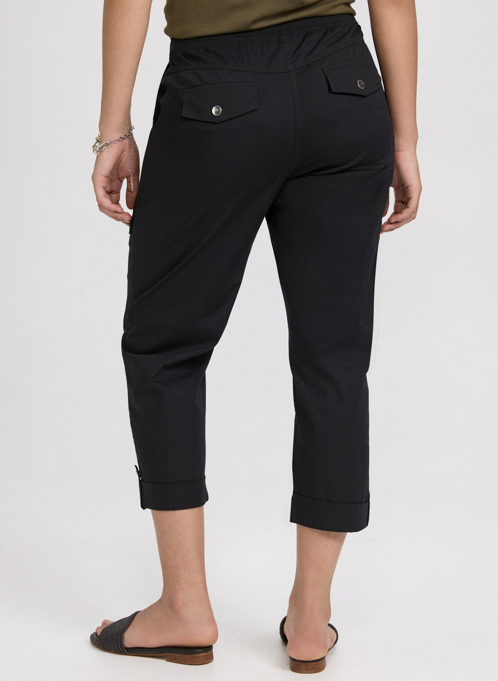 Cotton Drawstring Waist Cargo Capris