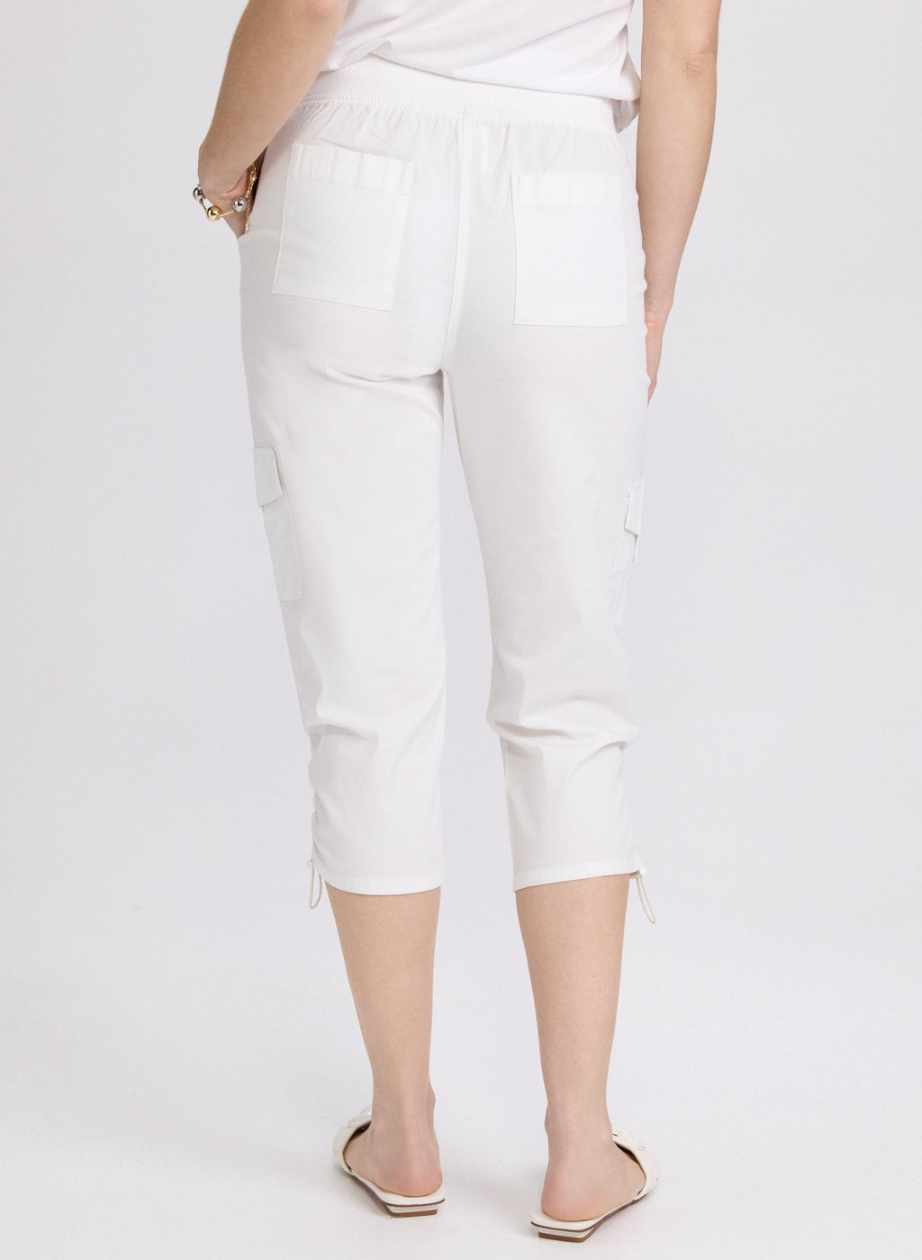 Cropped Drawstring Hem Cargo Pants