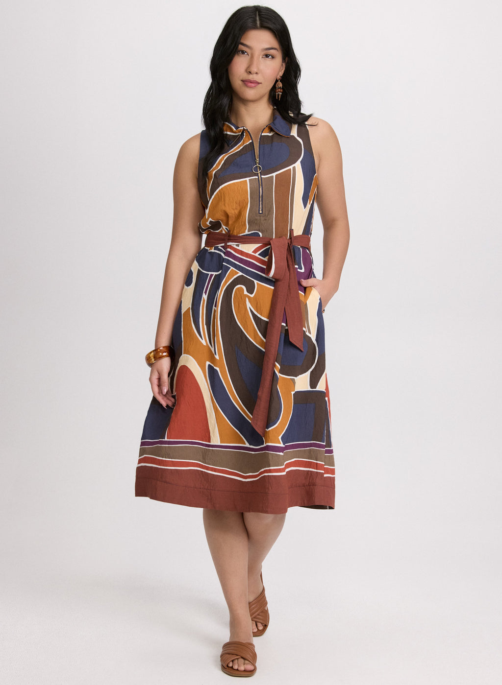 Abstract Zip-Front Dress