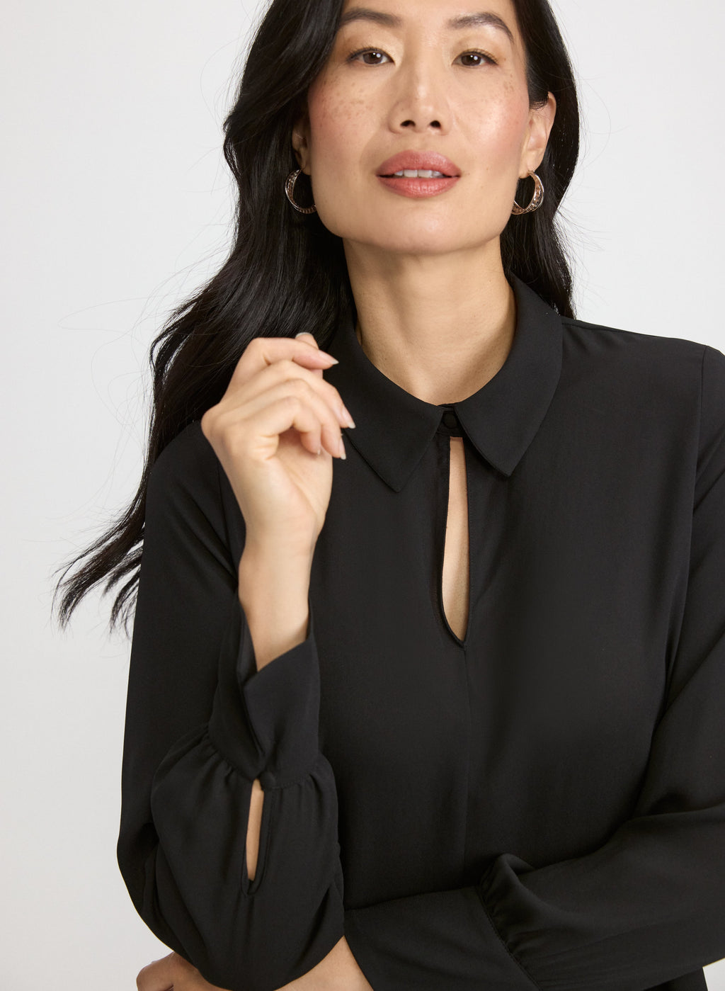 Crepe Keyhole Blouse