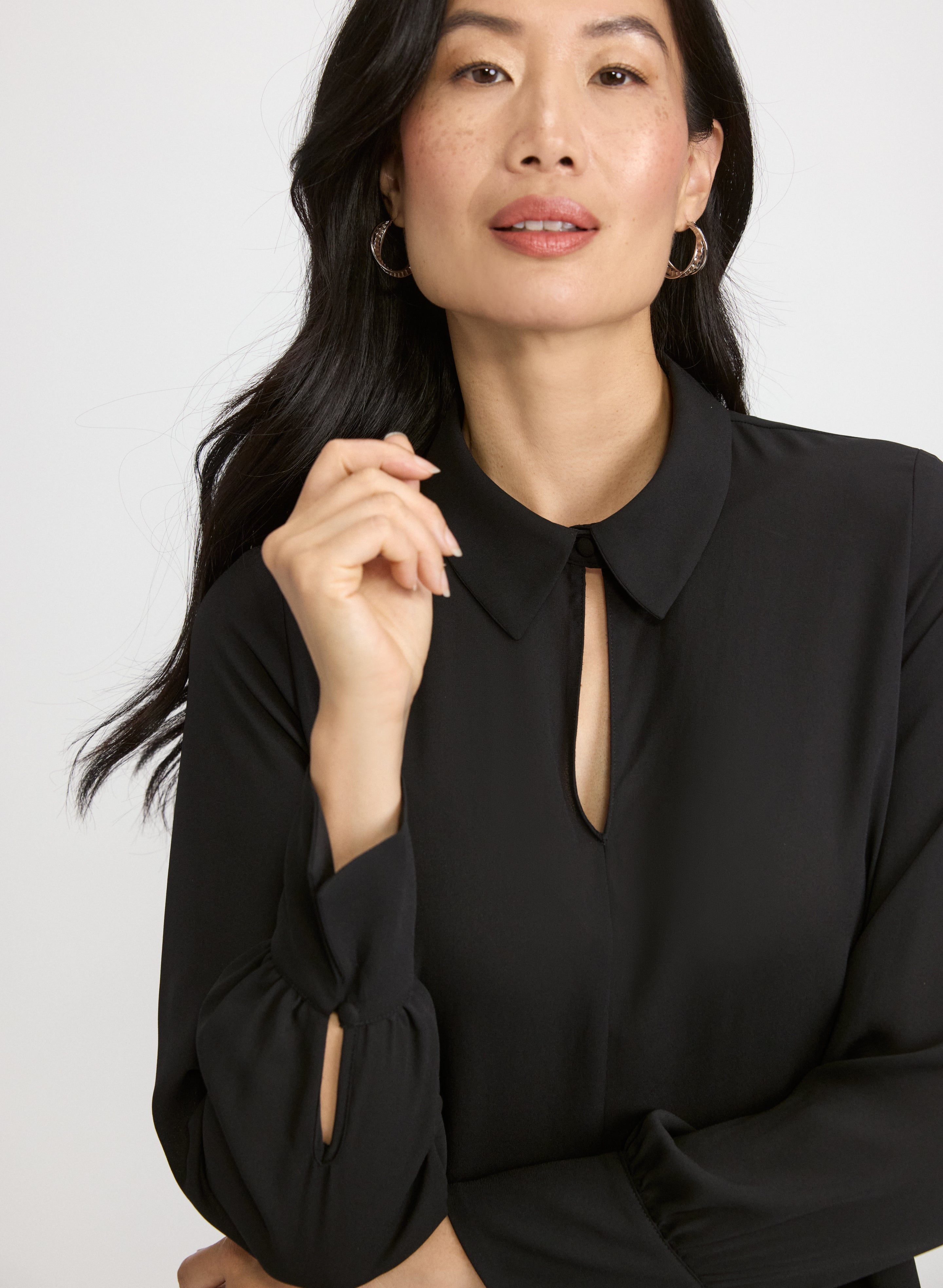 Crepe Keyhole Blouse