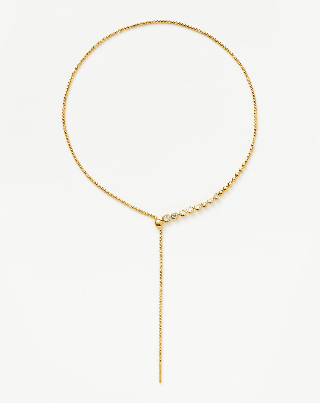 Beaded Stone Slider Lariat Necklace | 18k Gold Vermeil/Cubic Zirconia