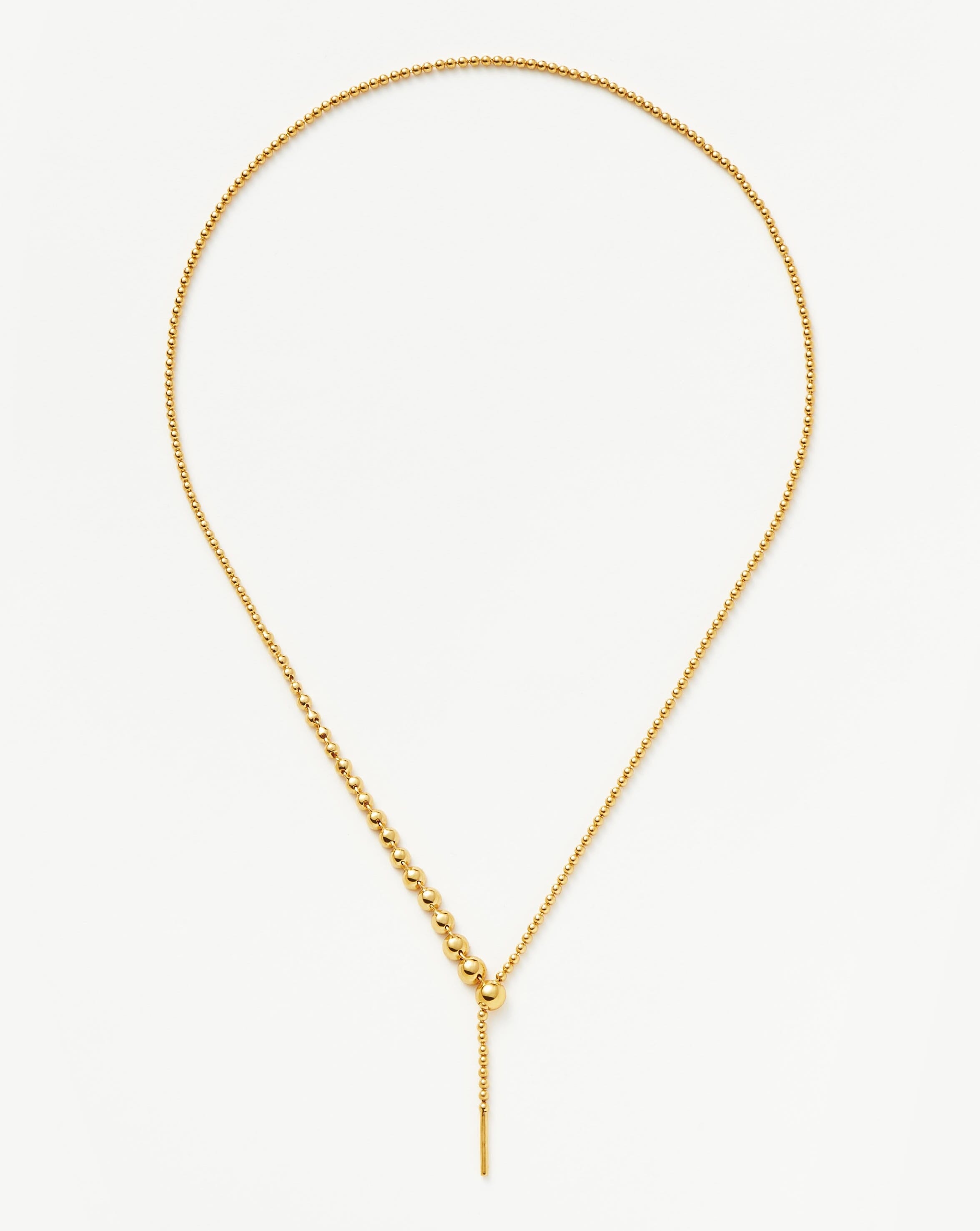 Beaded Stone Slider Lariat Necklace | 18k Gold Vermeil/Cubic Zirconia