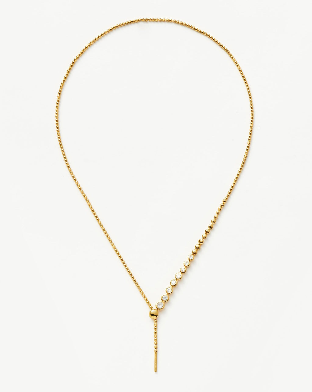 Beaded Stone Slider Lariat Necklace | 18k Gold Vermeil/Cubic Zirconia