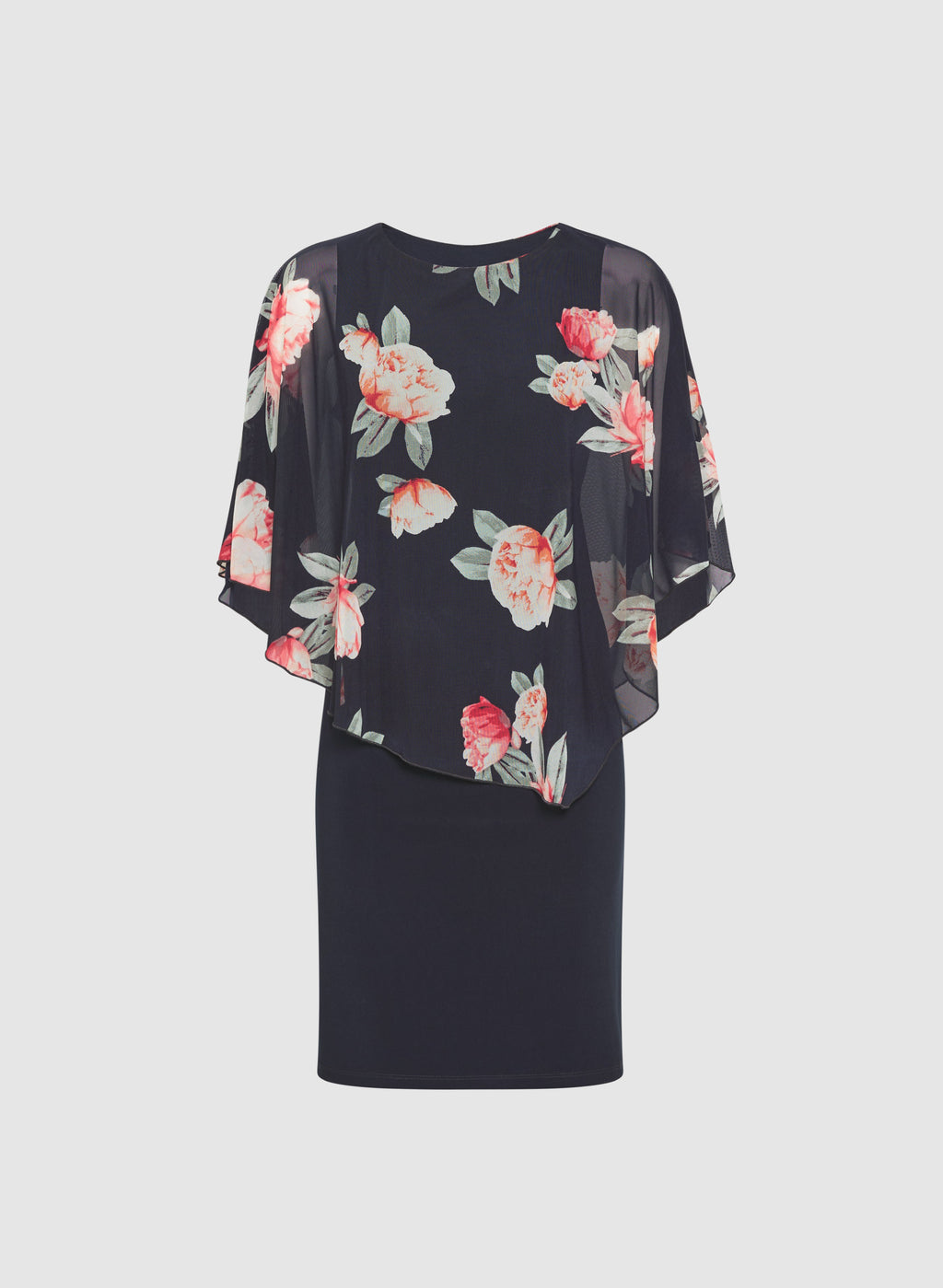 Chiffon Floral Pocho & Jersey Dress