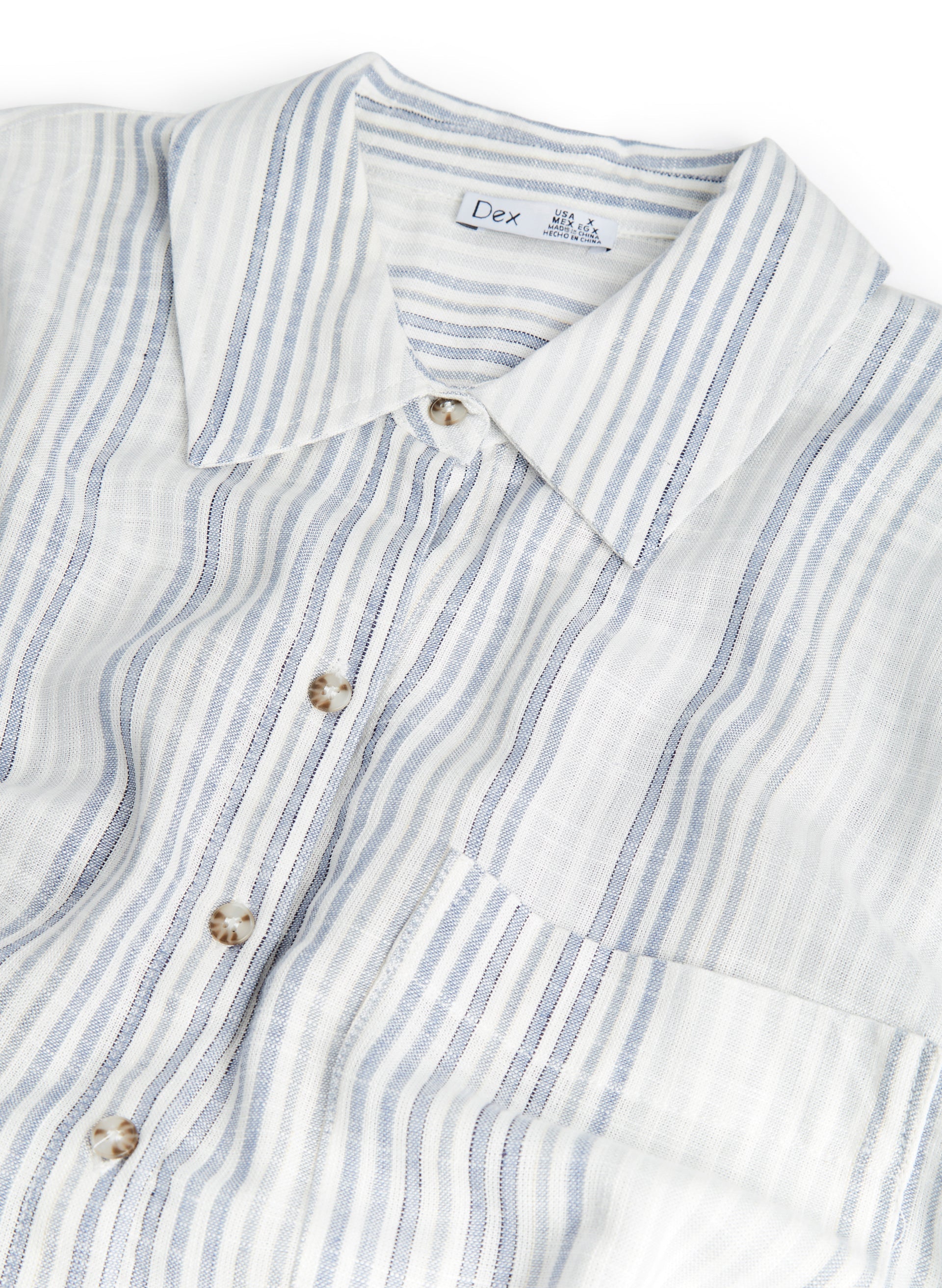 Dex - Stripe Print Linen Top