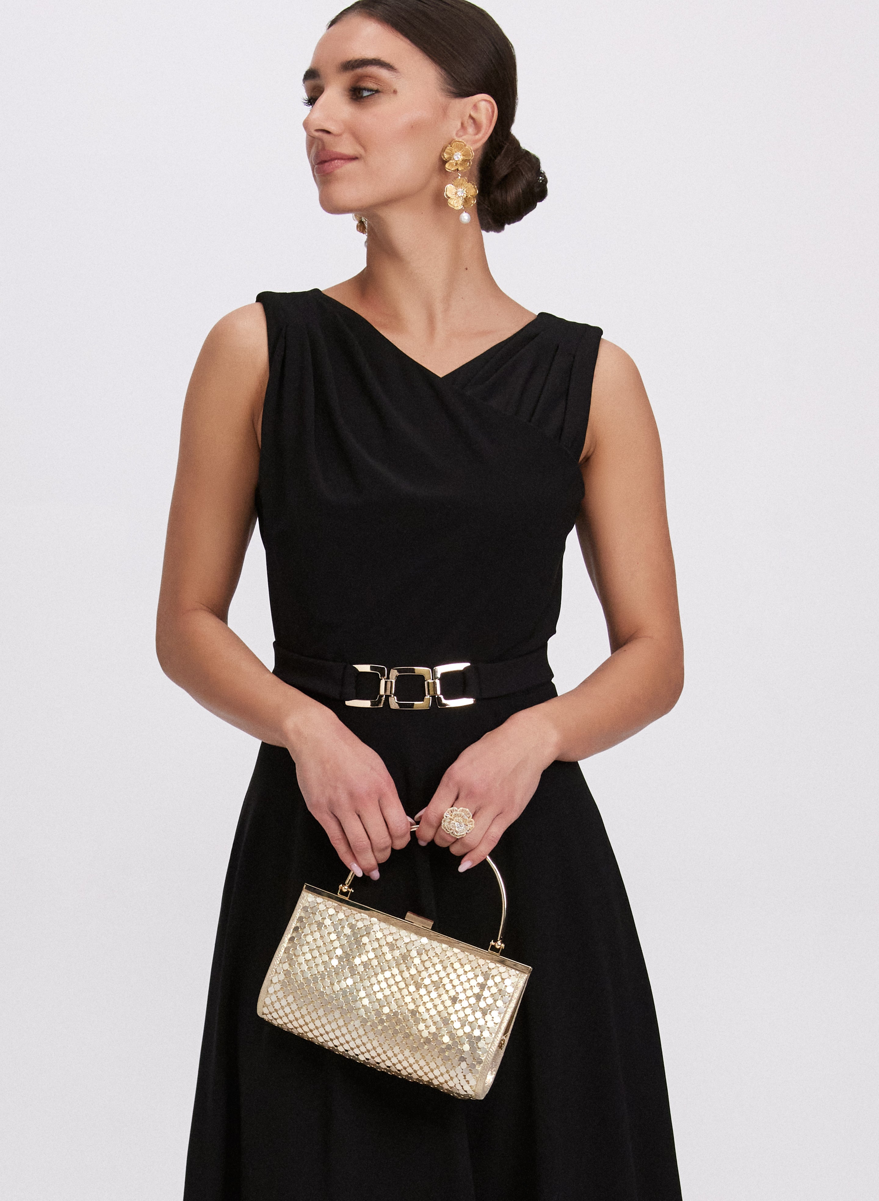 Belted Pleat Detail Dress