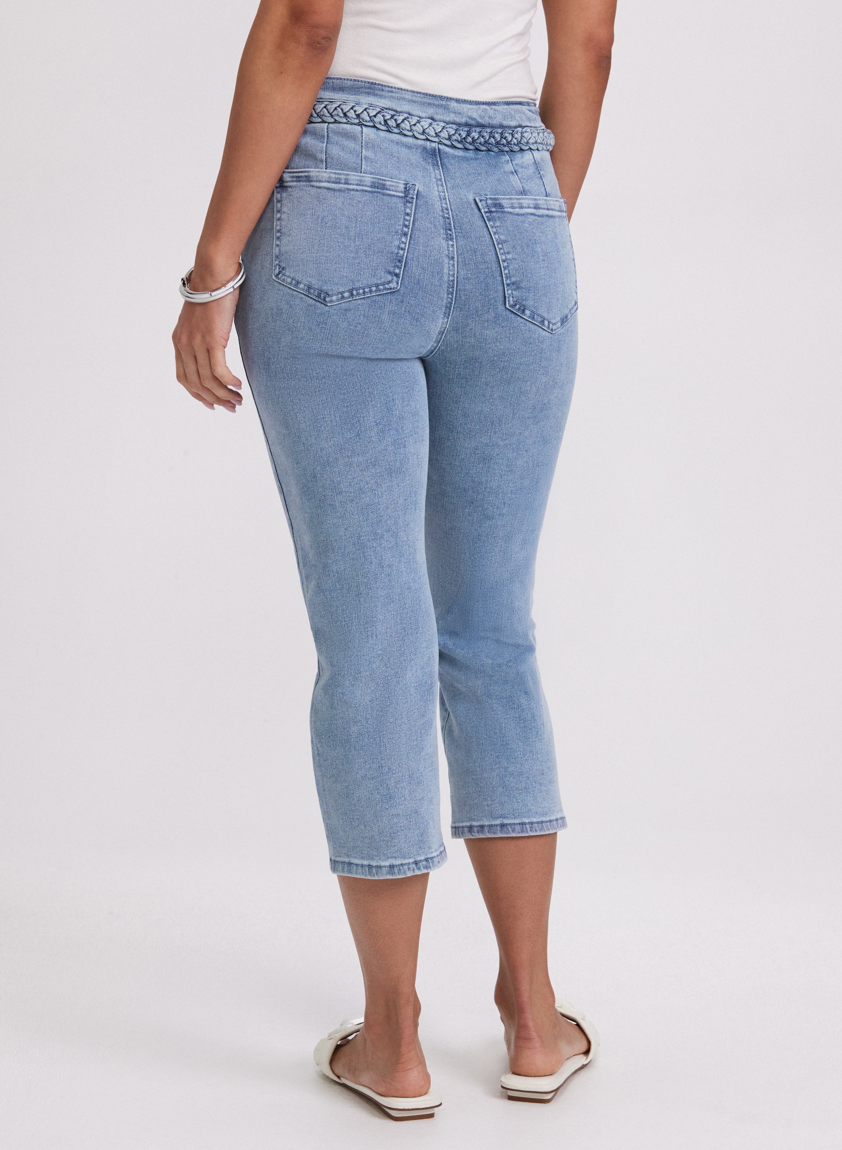 Braided Trim Denim Capris