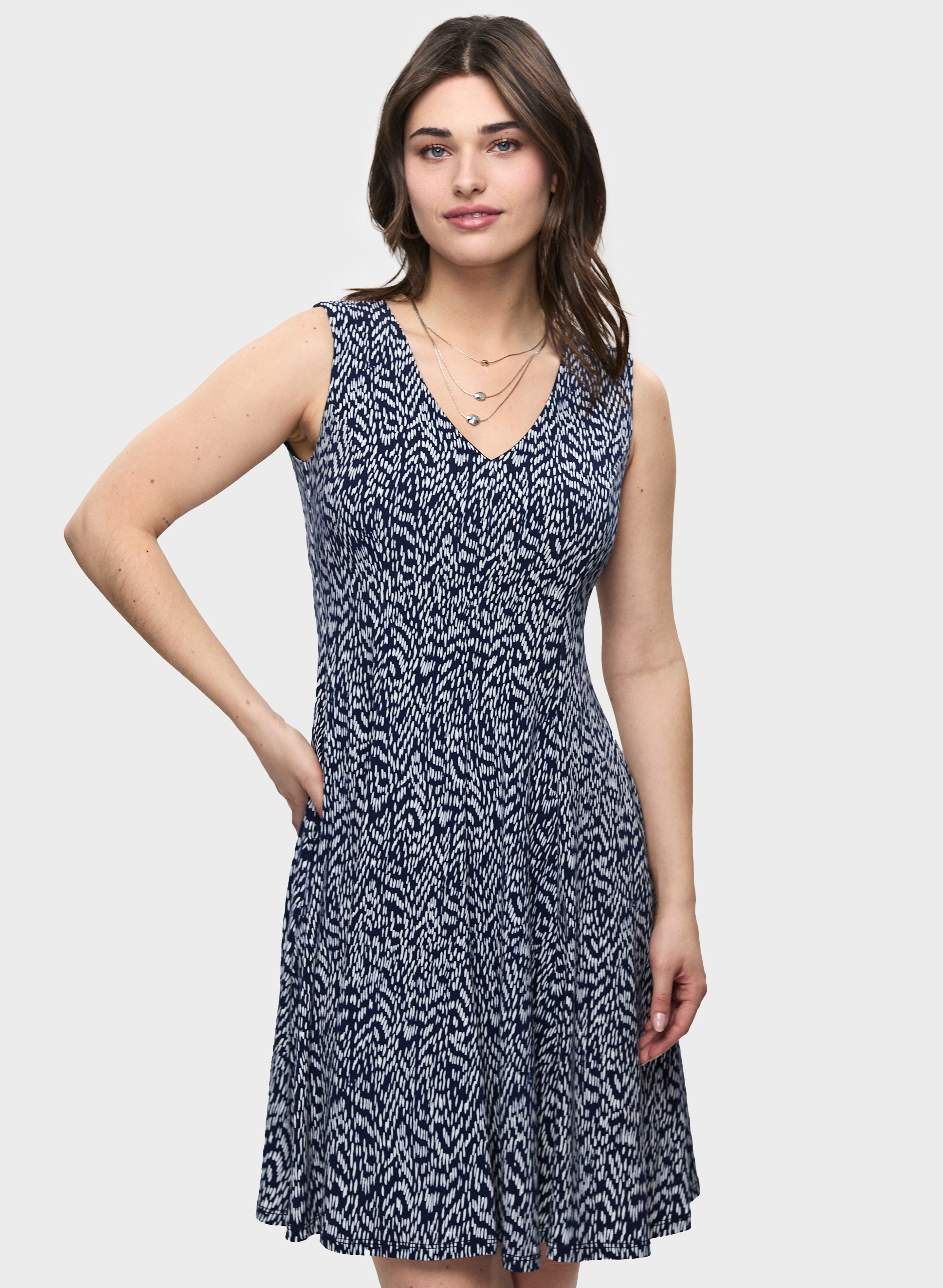 Abstract Motif Jersey Day Dress