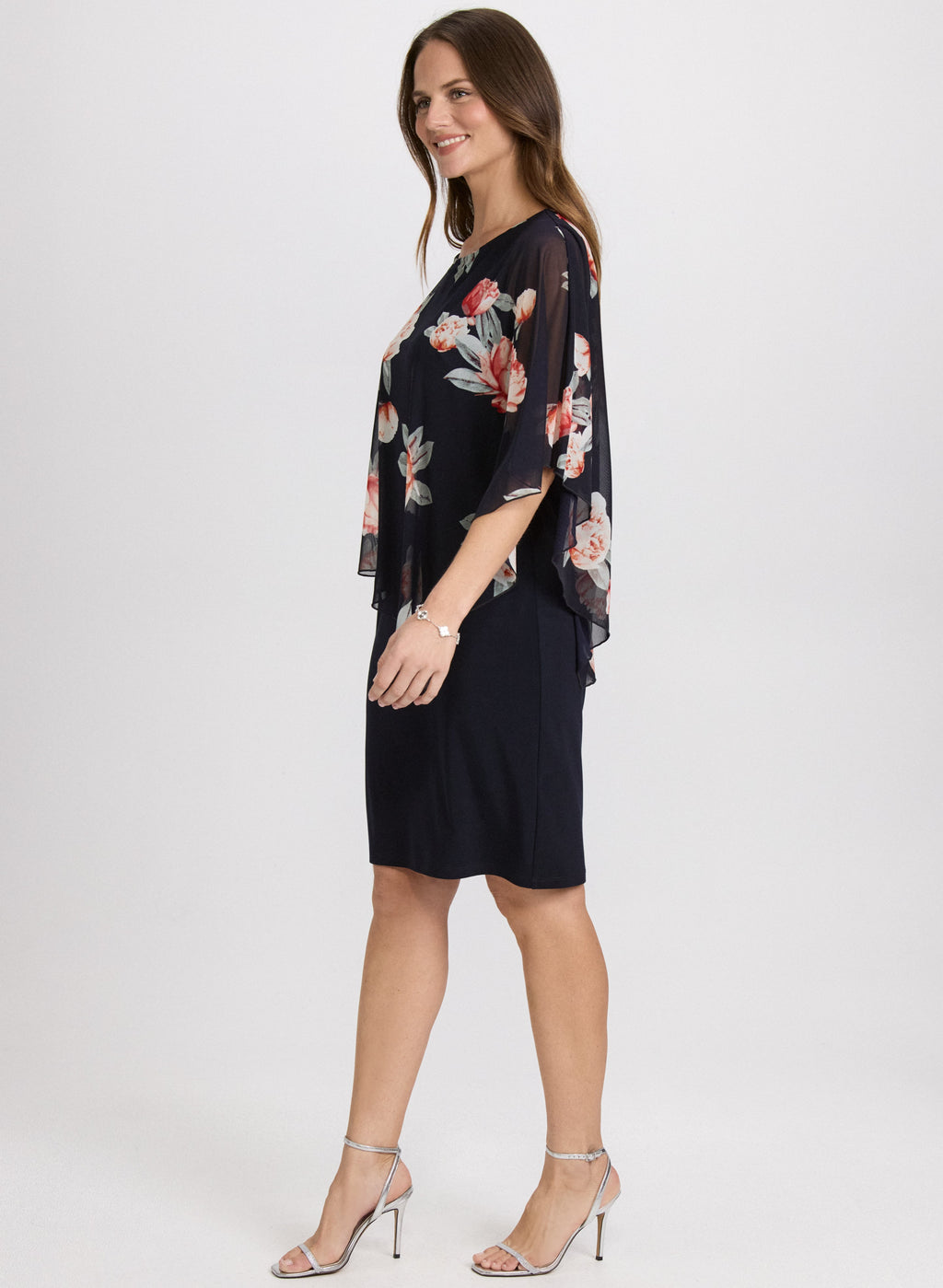 Chiffon Floral Pocho & Jersey Dress