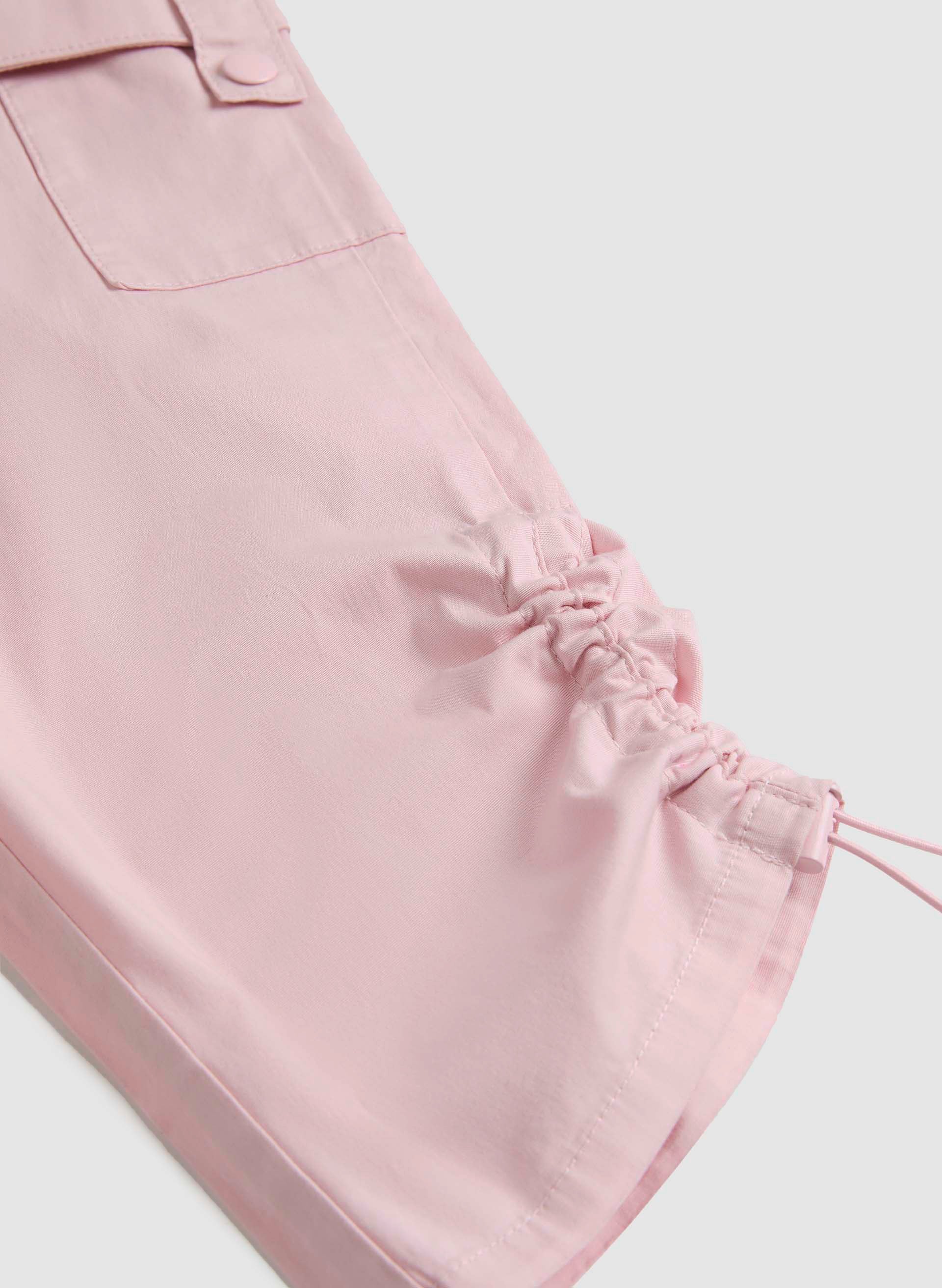 Cropped Drawstring Hem Cargo Pants