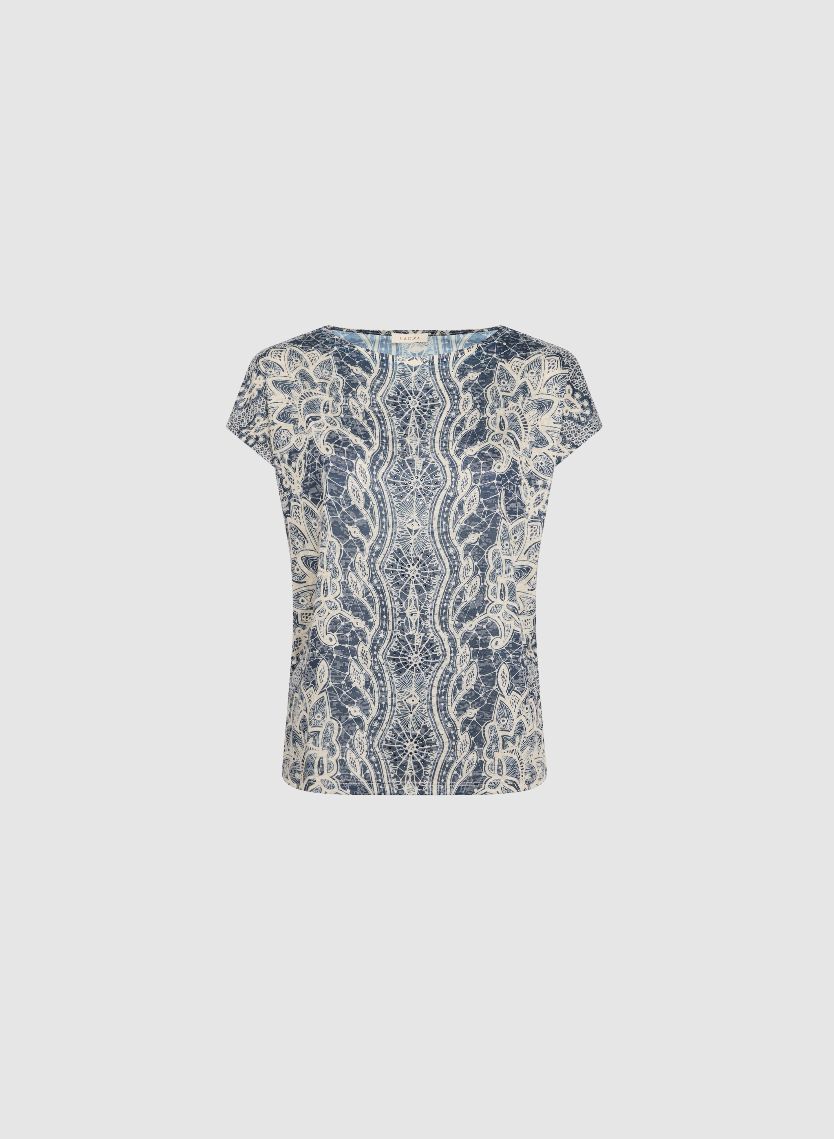 Abstract Rhinestone Embellished T-Shirt