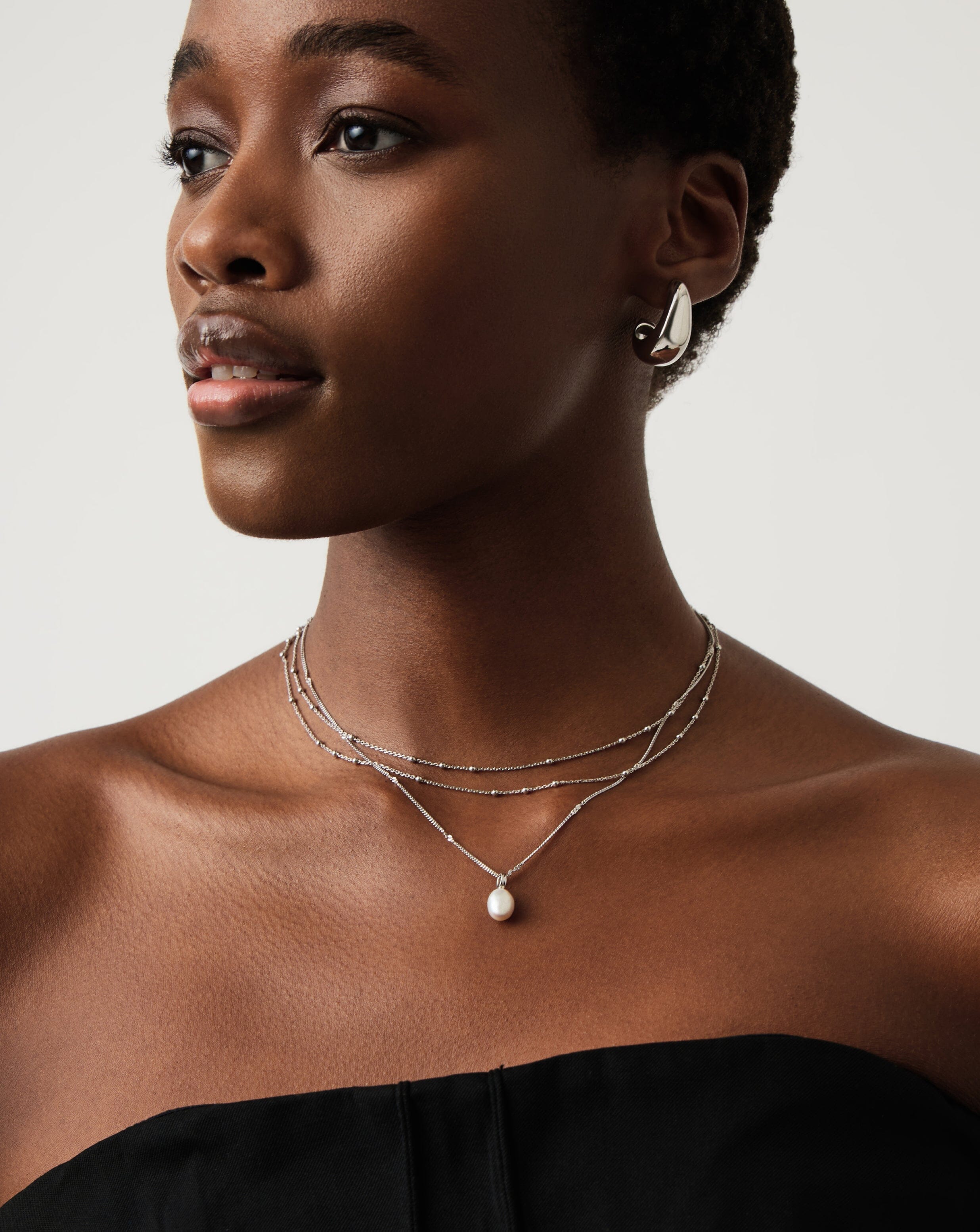 Baroque Pearl Twisted Chain Necklace | Sterling Silver/Freshwater Baroque Pearl