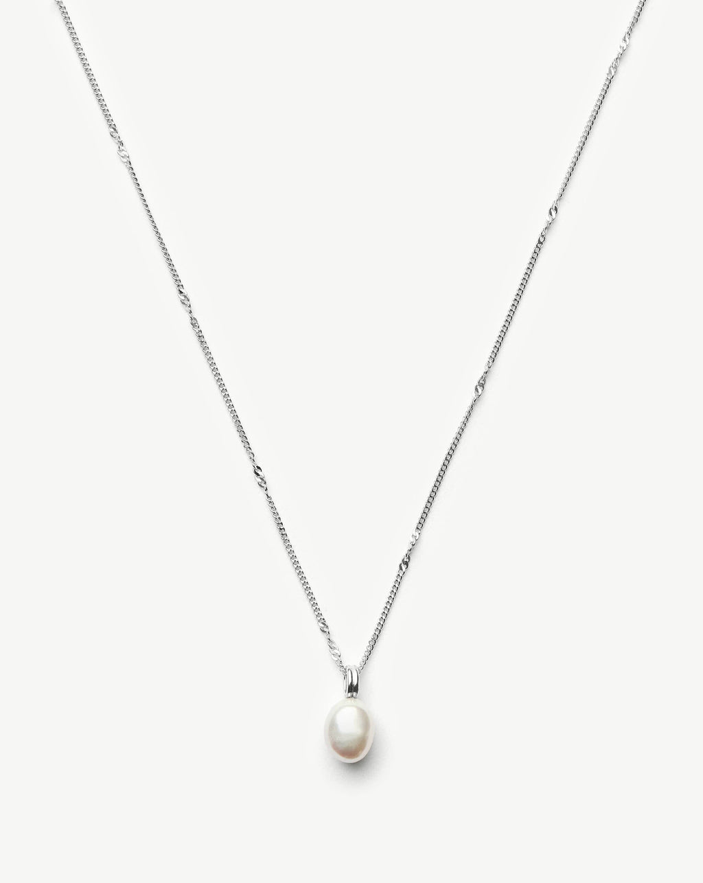 Baroque Pearl Twisted Chain Necklace | Sterling Silver/Freshwater Baroque Pearl