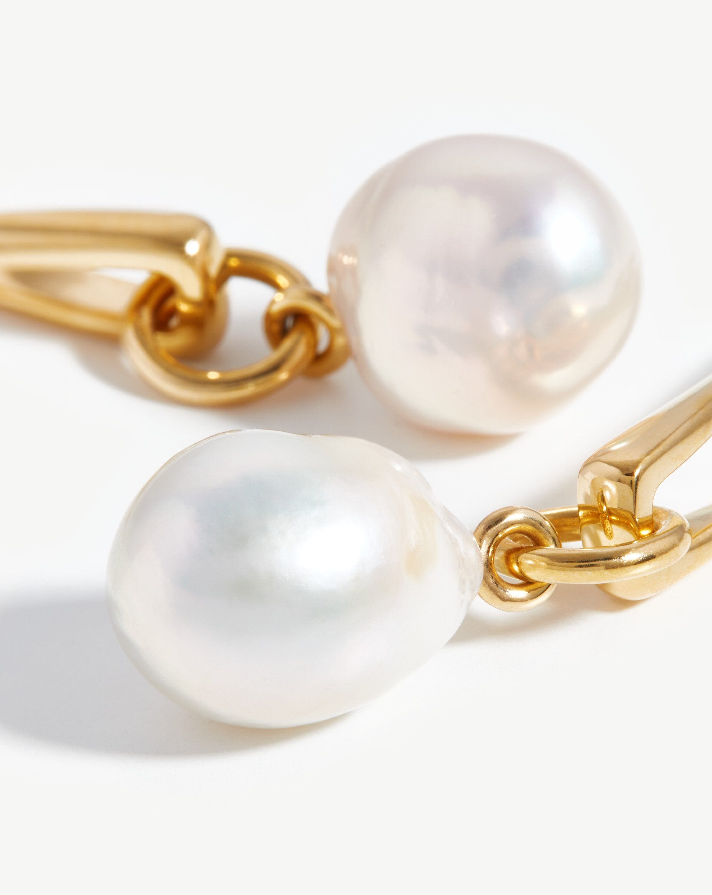 Baroque Pearl Twisted Drop Earrings | 18k Gold Plated/Pearl