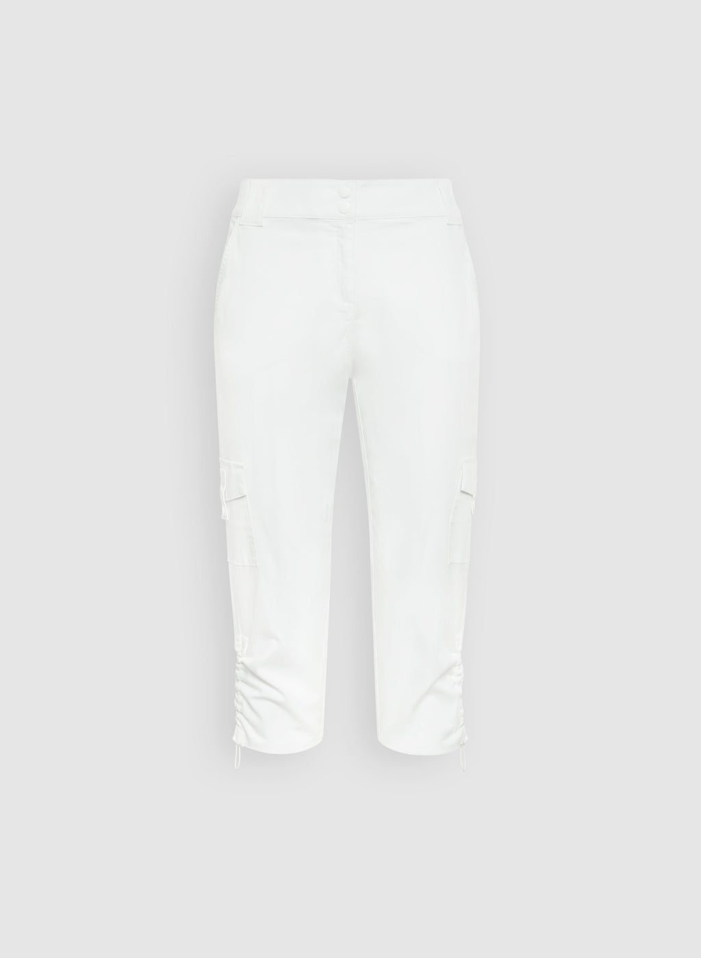 Cropped Drawstring Hem Cargo Pants