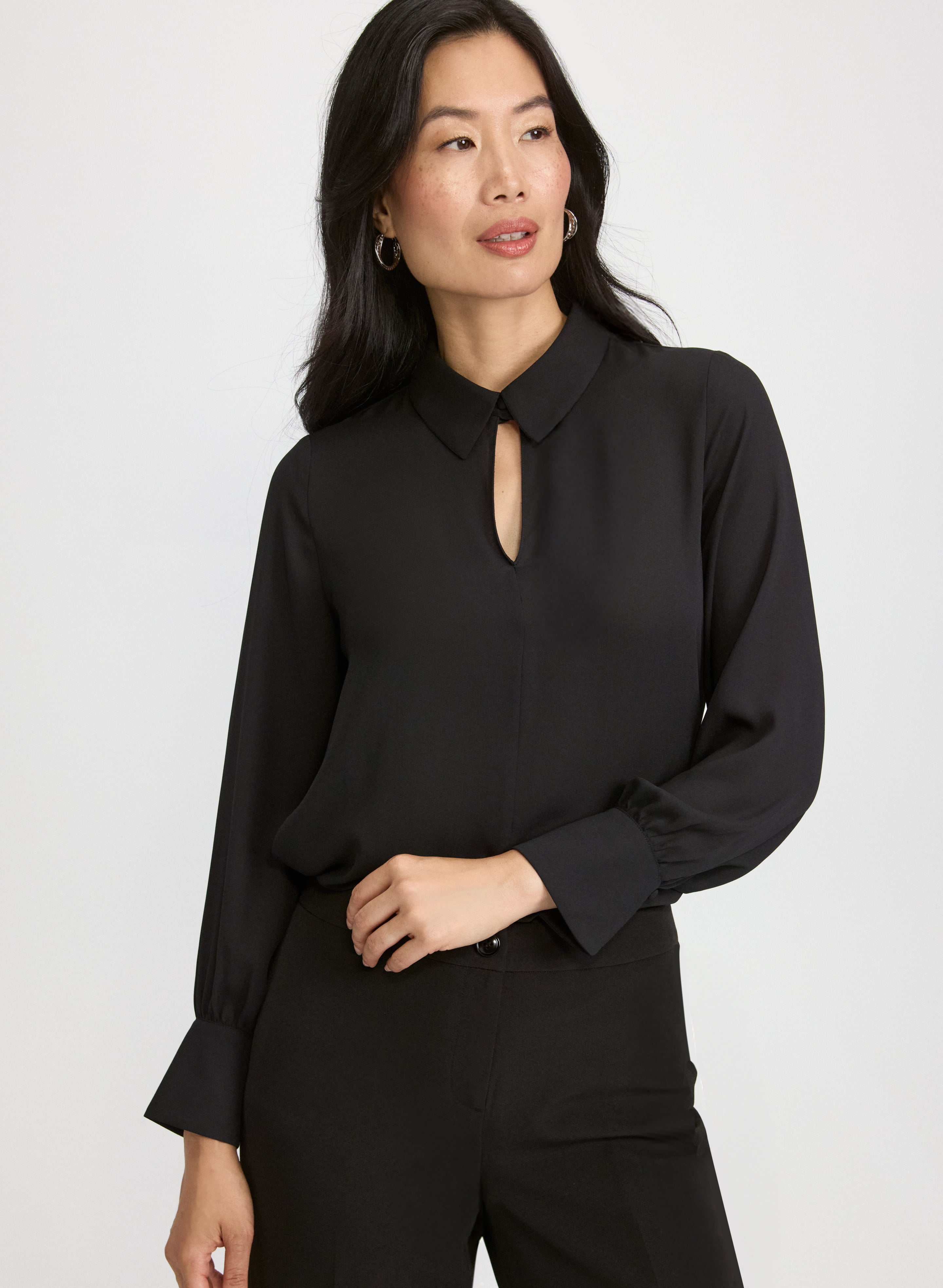 Crepe Keyhole Blouse