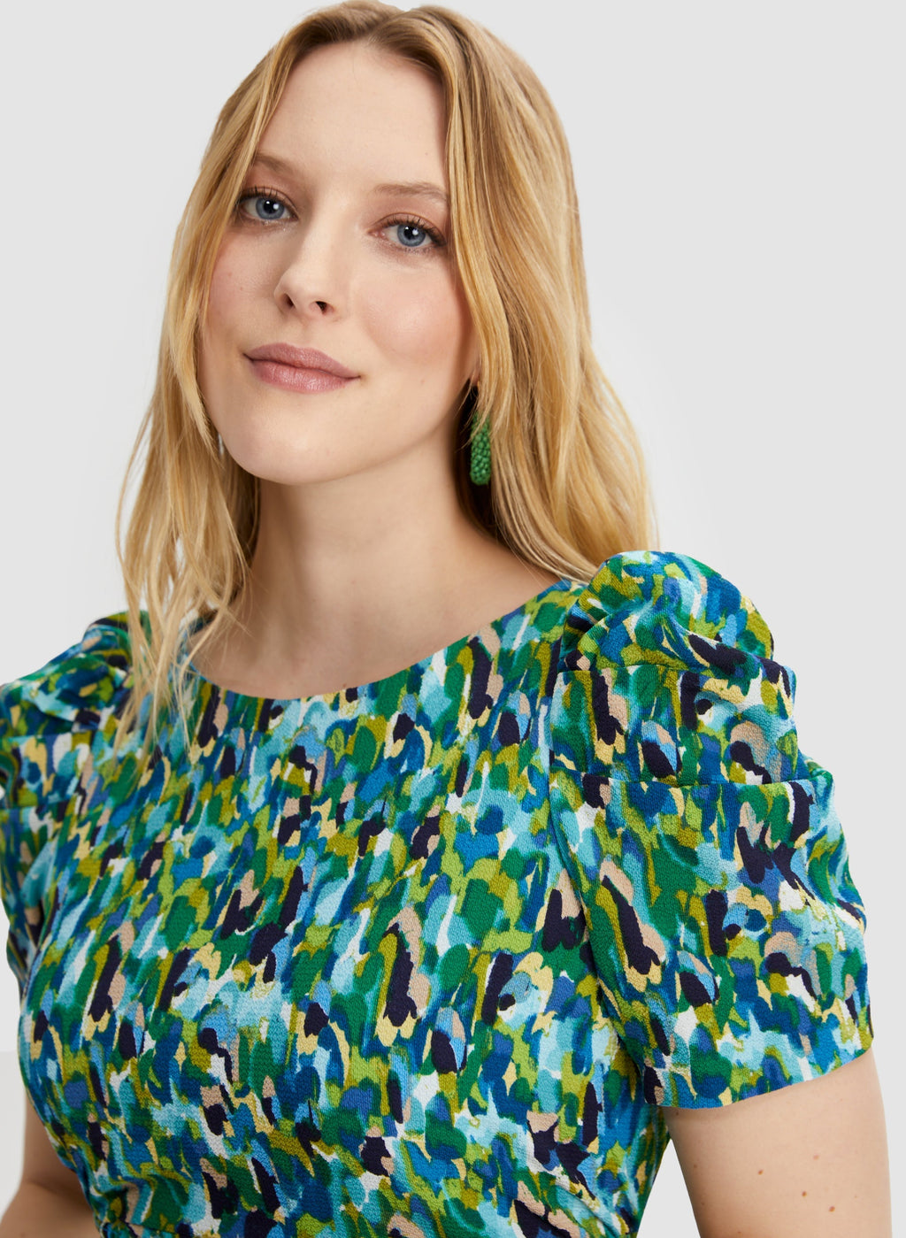 Abstract Print Puff Sleeve Dress