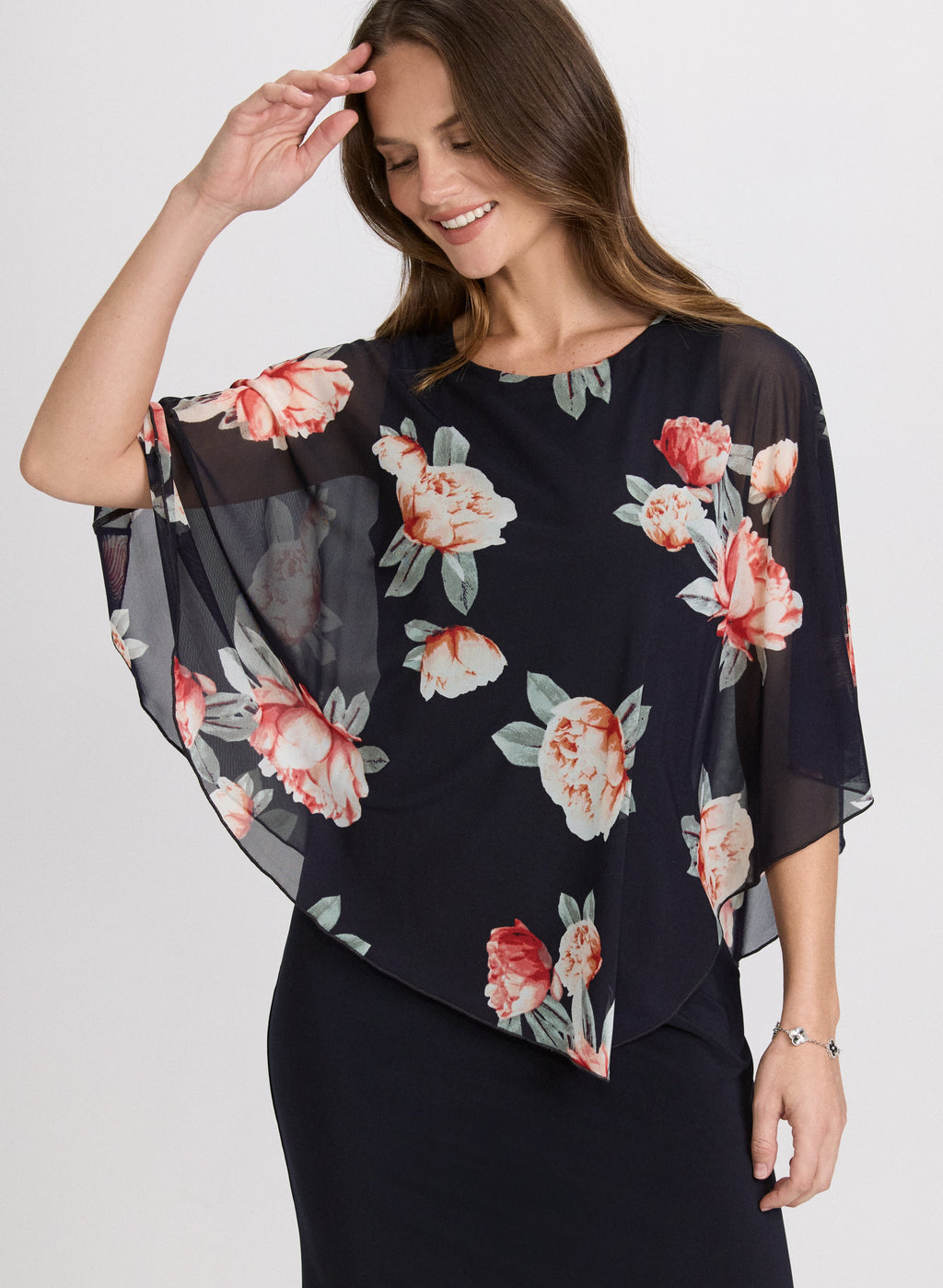 Chiffon Floral Pocho & Jersey Dress