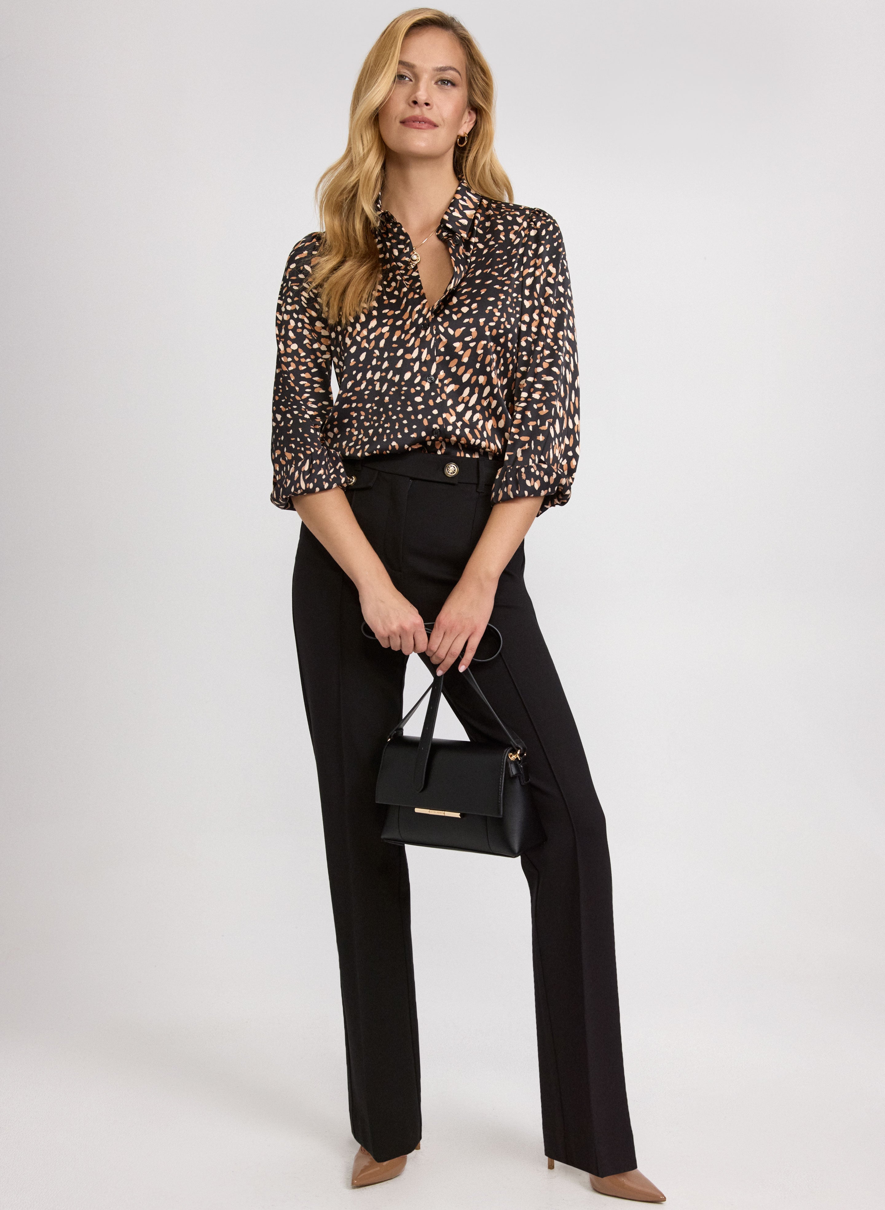 Abstract Satin Blouse