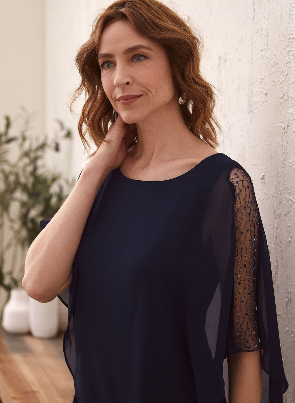 Asymmetric Chiffon Poncho Dress