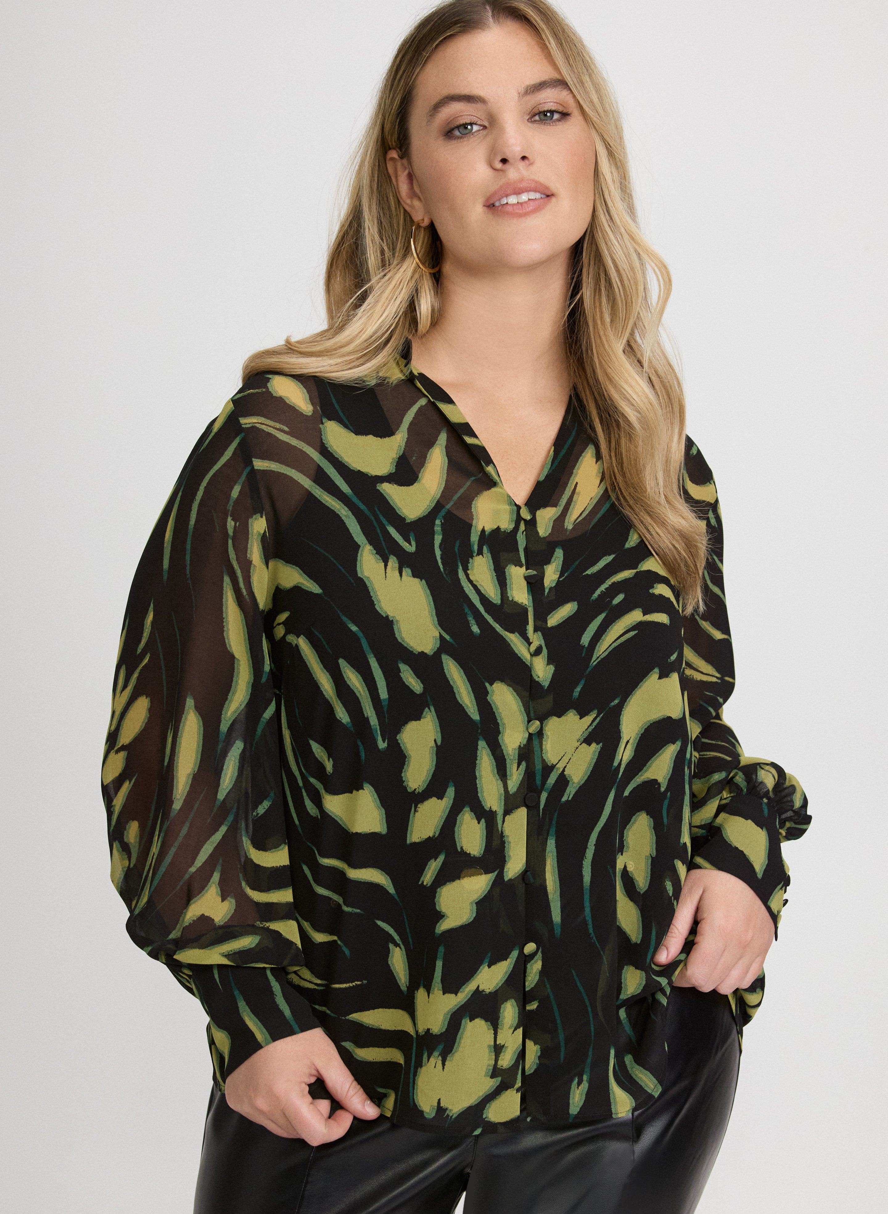 Abstract Chiffon Blouse