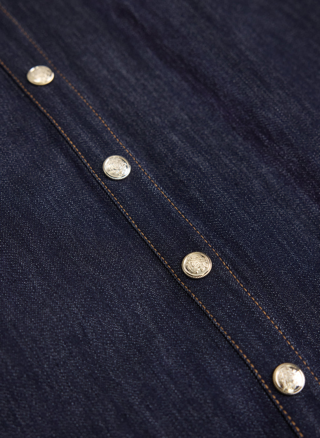 Belted Denim Button-Down Midi Dress