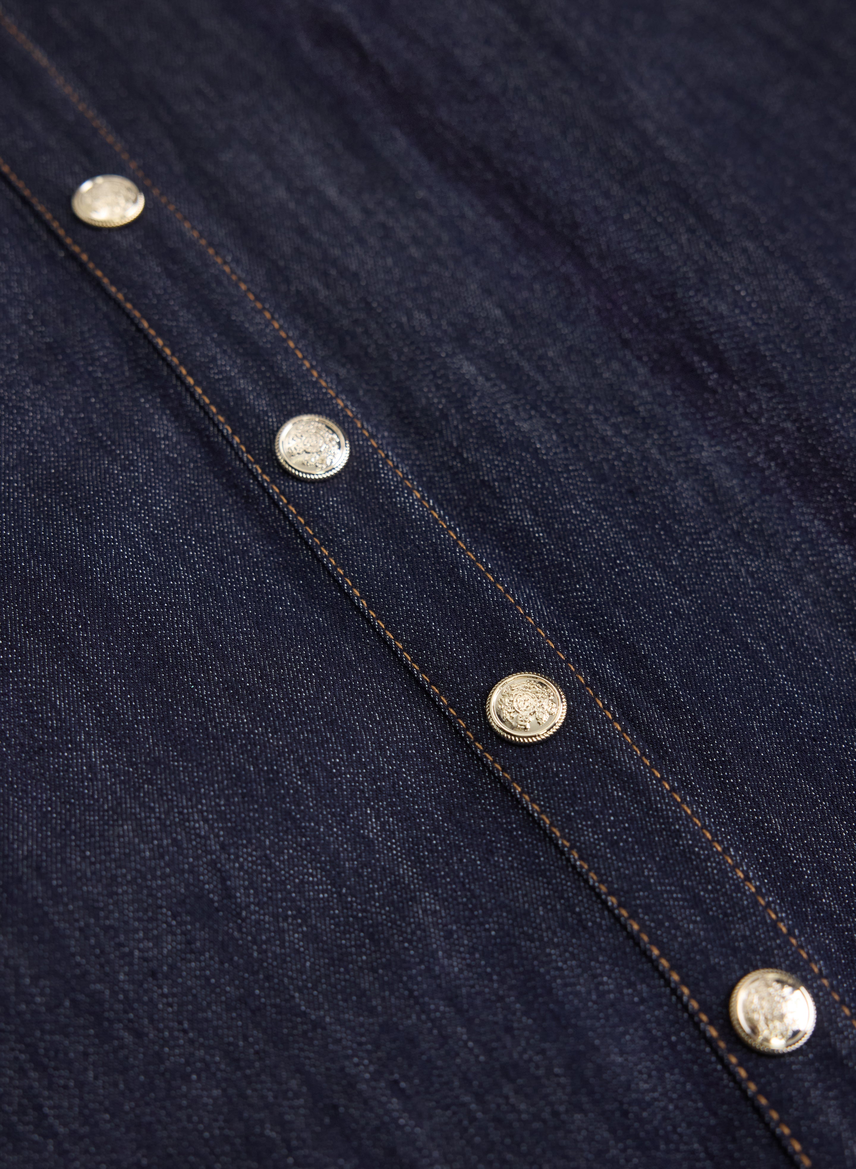 Belted Denim Button-Down Midi Dress