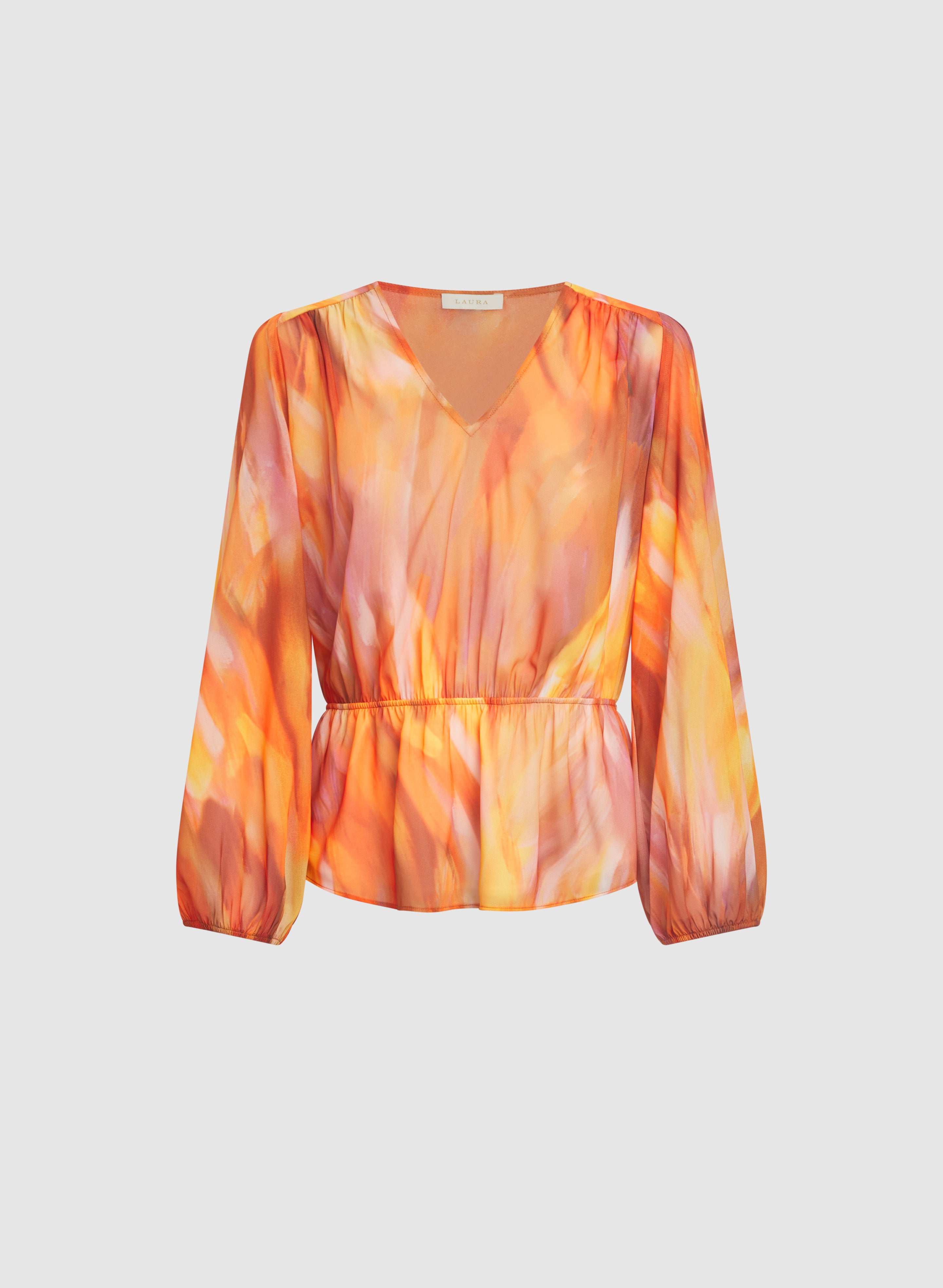Abstract Peplum Blouse