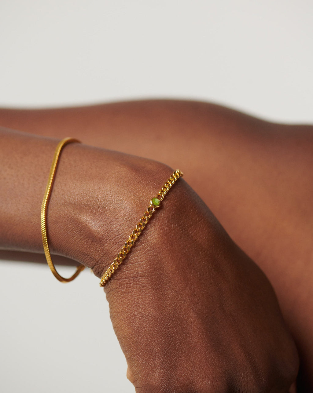 August Birthstone Chain Bracelet | 18k Gold Plated Vermeil/Peridot