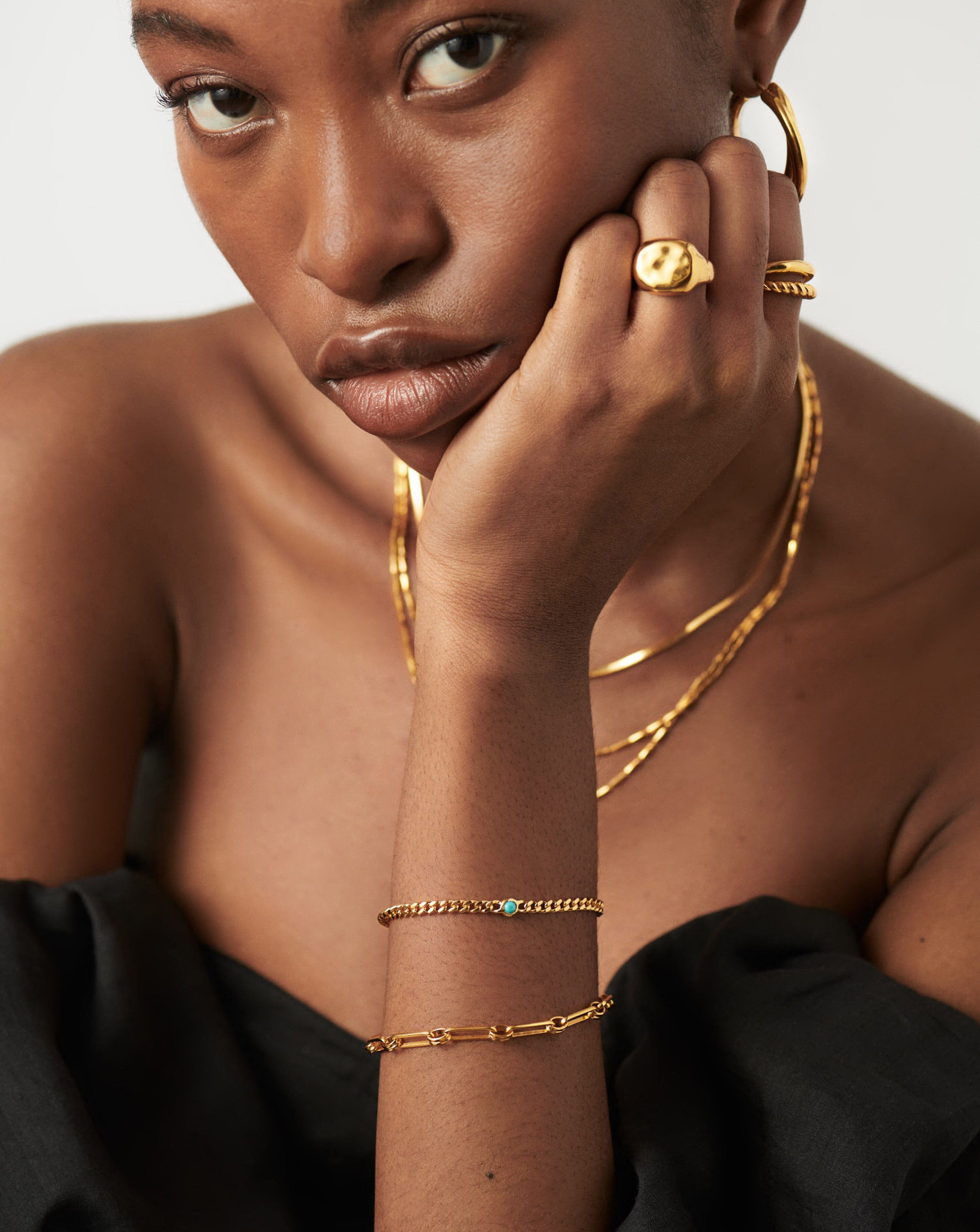 December Birthstone Chain Bracelet | 18k Gold Plated Vermeil/Turquoise