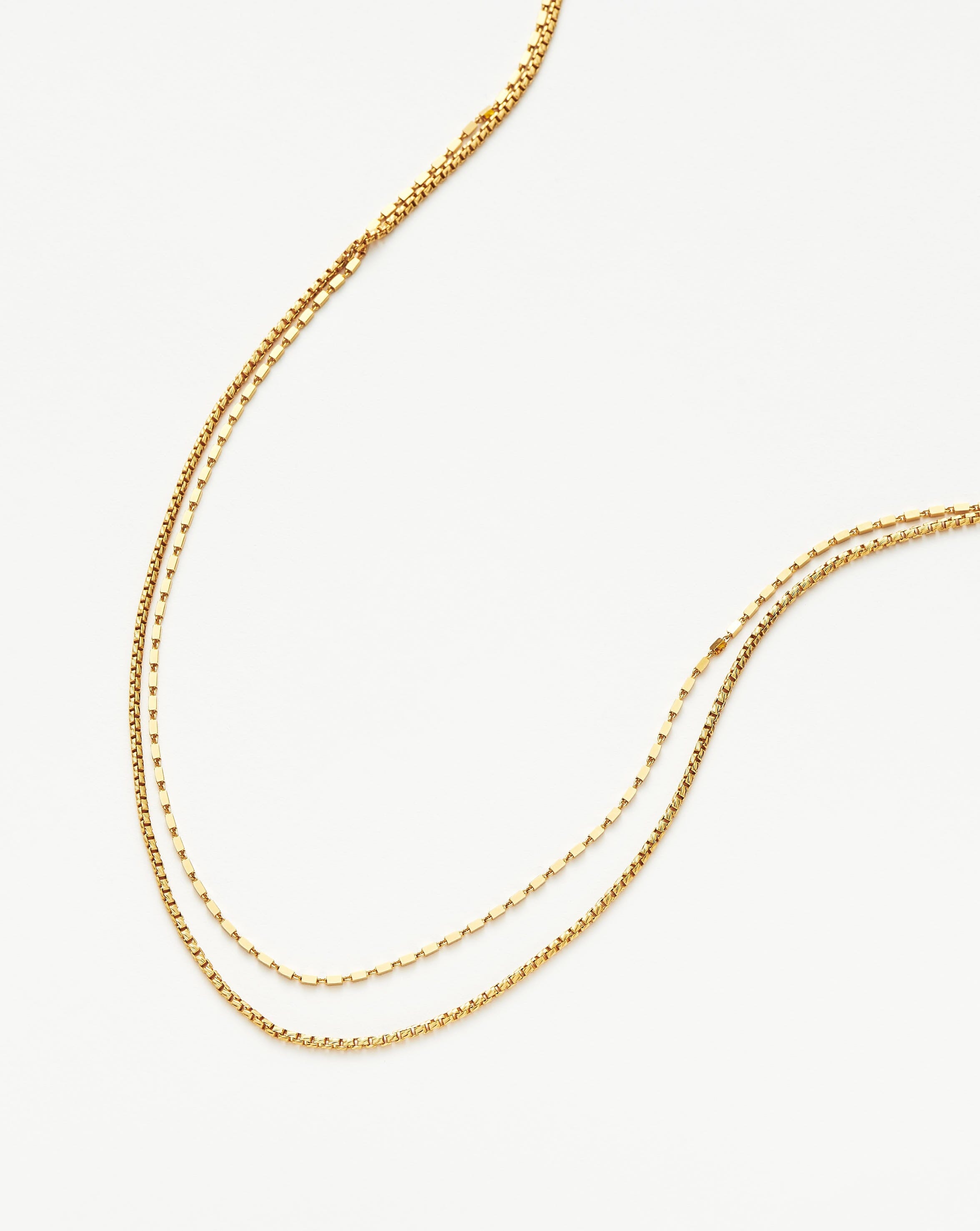 Box Link Double Chain Necklace | 18k Gold Vermeil