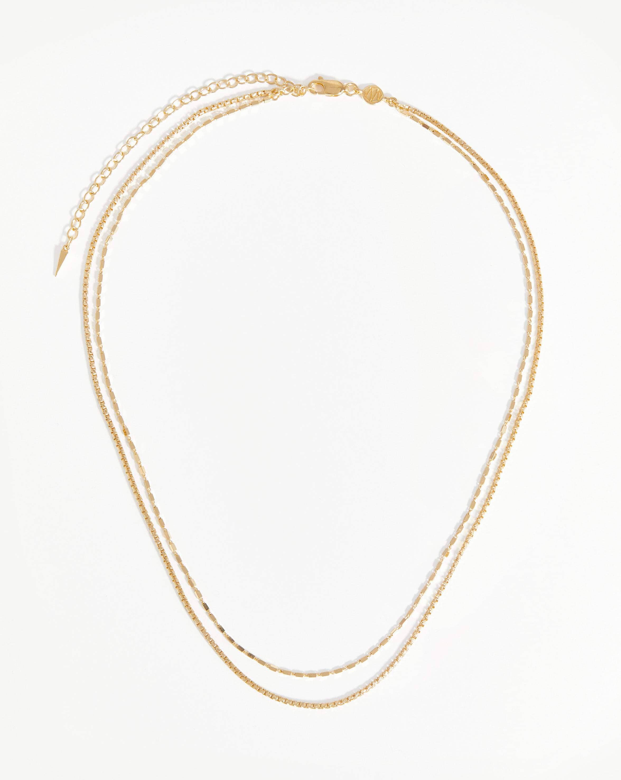 Box Link Double Chain Necklace | 18k Gold Vermeil