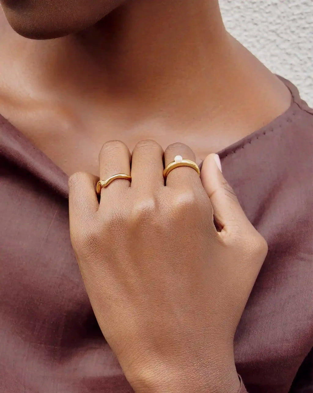 Button Pearl Classic Stacking Ring | 18k Gold Vermeil/Pearl