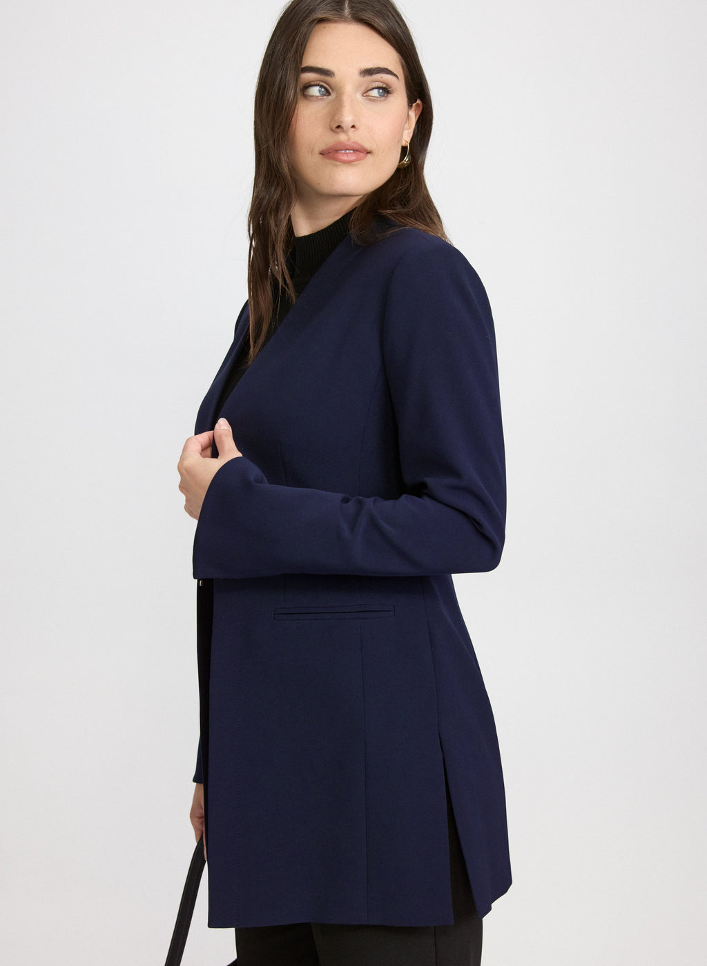 Belted Collarless Blazer