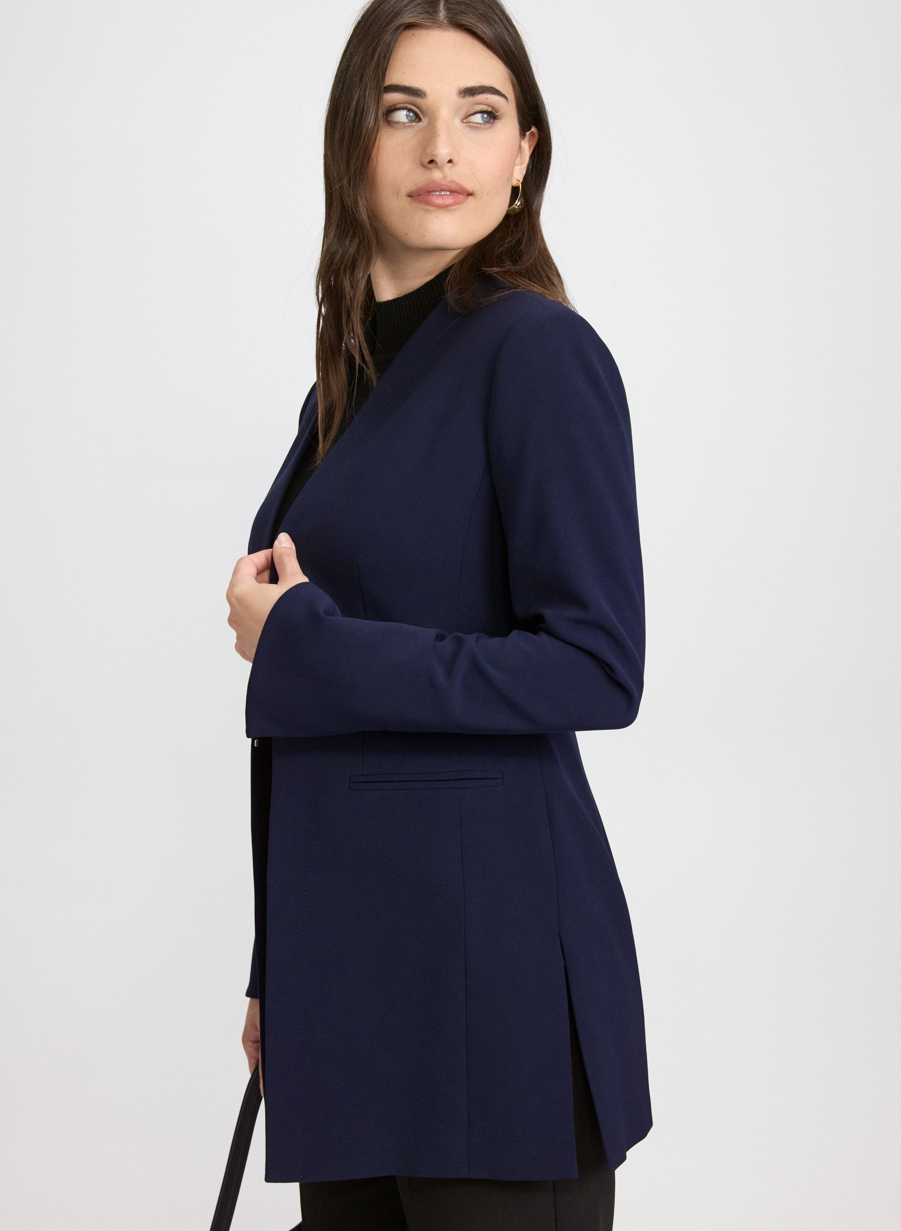 Belted Collarless Blazer